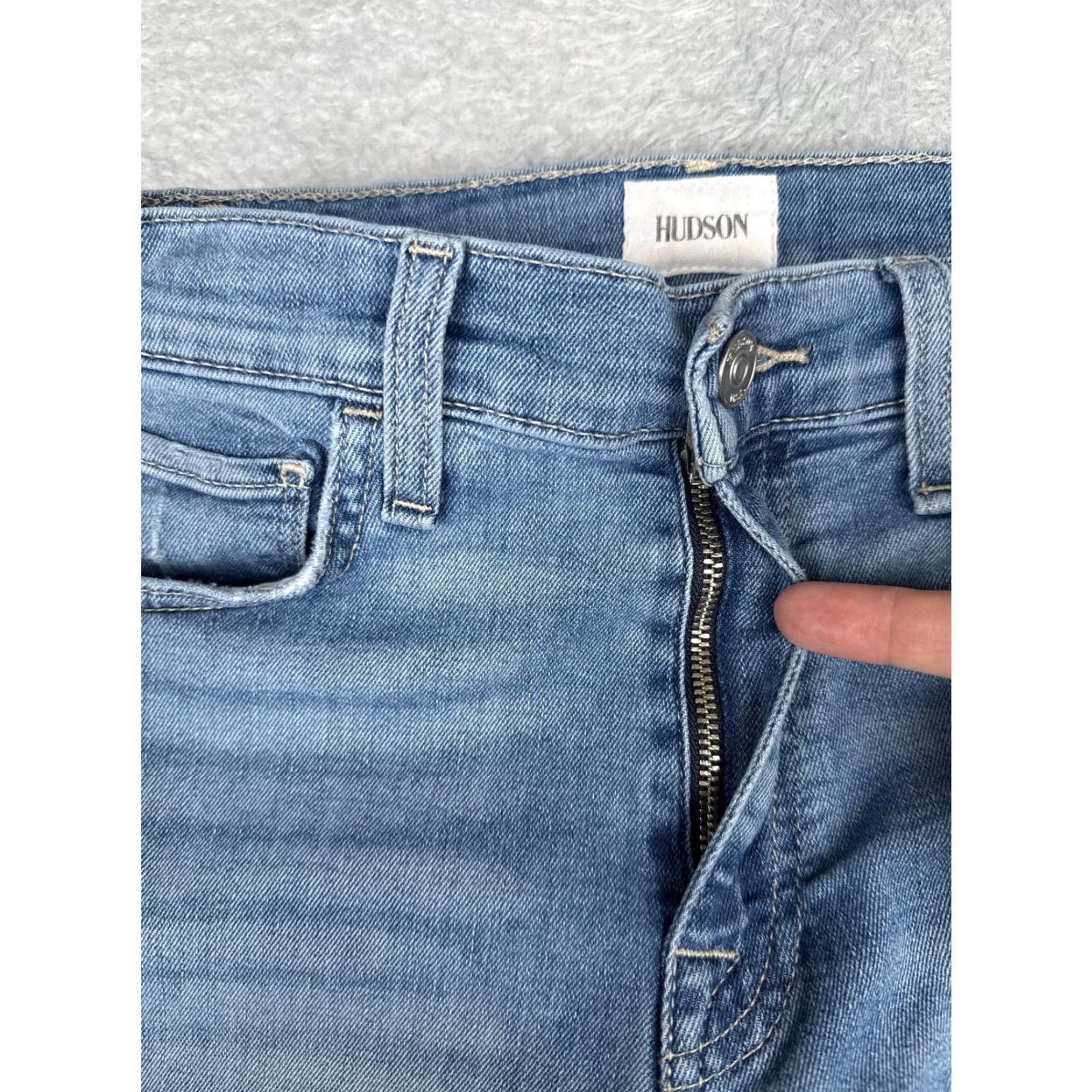 Hudson Hudson Noa Straight Jeans Womens 24 Blue Med Wash Mid Rise Distressed Crop 24x26 Size 42" / US 20 - 5 Thumbnail