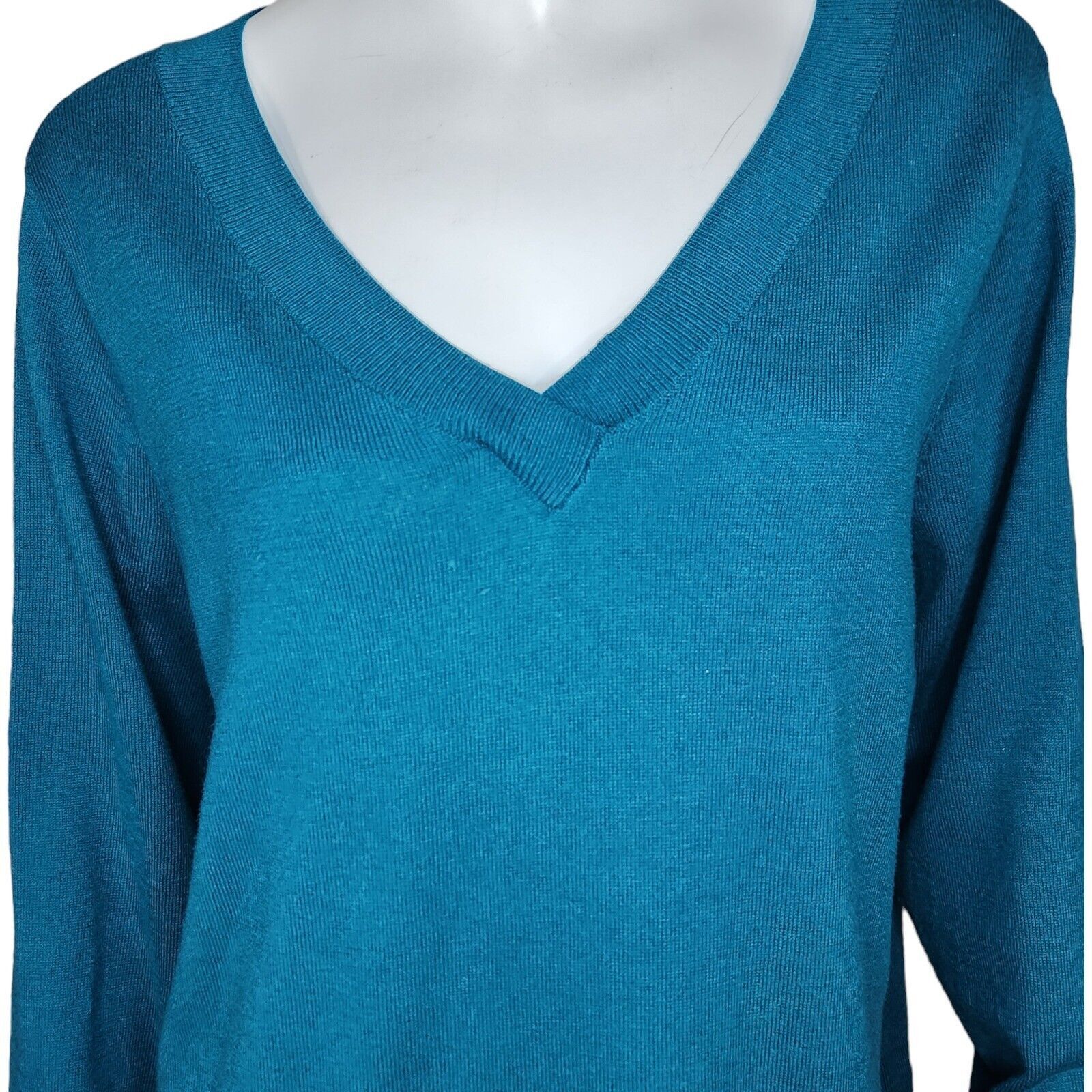 Denim & Co. Denim & Co. V-Neck Pullover Sweater Spruce BlueGreen Large Size L / US 10 / IT 46 - 6 Thumbnail