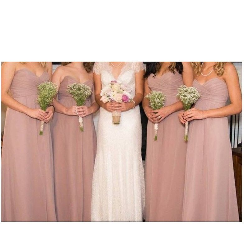 rum pink bridesmaid dresses Floor Length Rose Pink Bridesmaid Dresses Off Shoulder Junior Maid Of Honor Dress US0 / Same as Picture