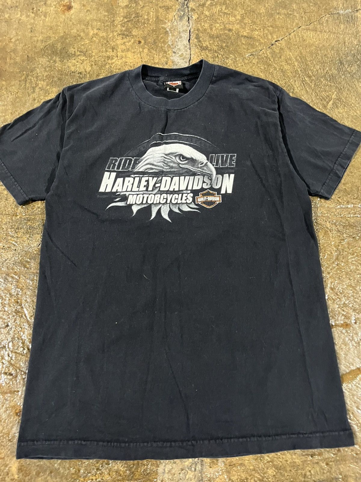 Harley Davidson × Vintage Crazy Vintage Harley Davidson Eagle Grunge Biker Tee Shirt Size US L / EU 52-54 / 3 - 3 Thumbnail