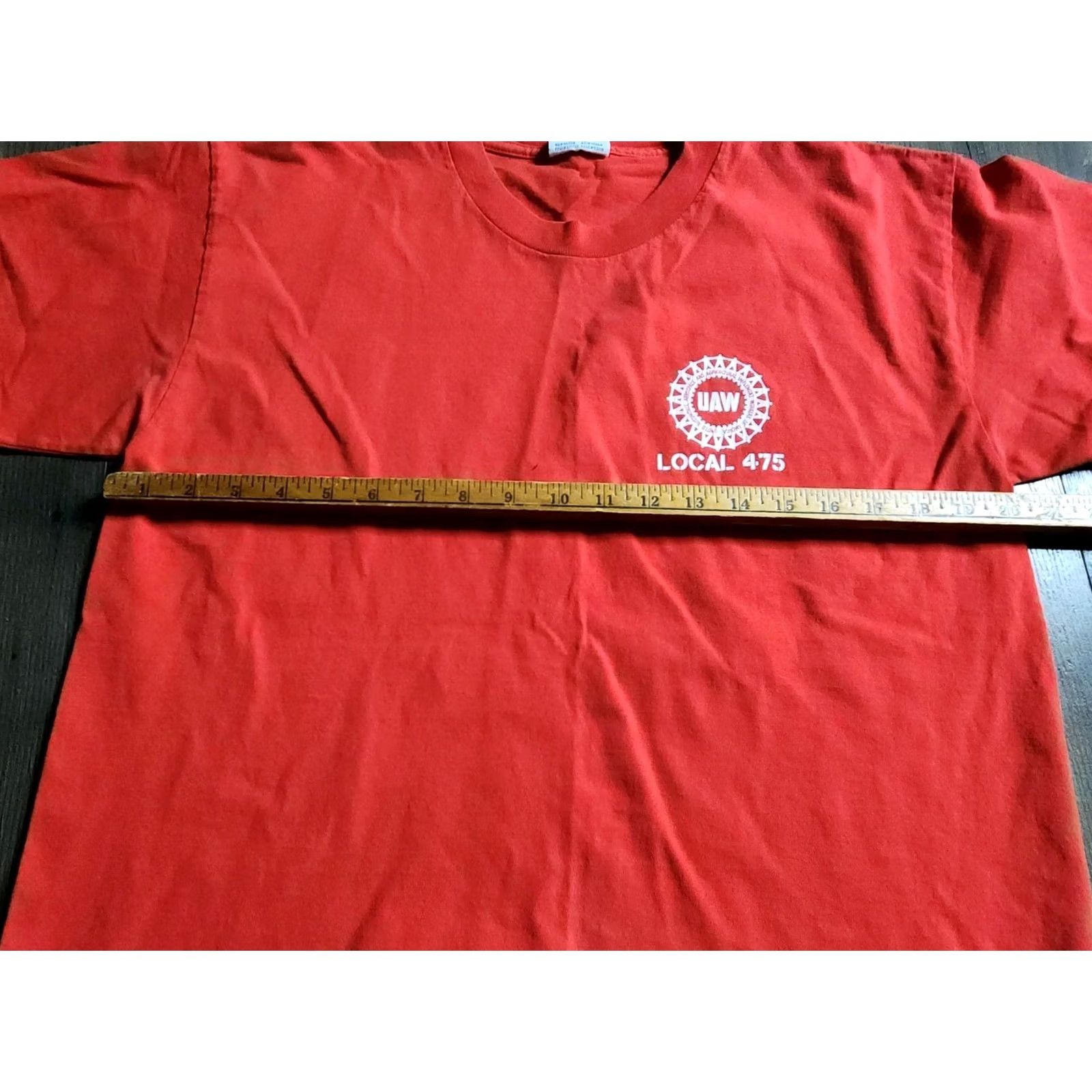 Doublet Mens L Bayside T-Shirt Union Red Cotton Knit Short Sleeve Crew Neck Graphic Tee Logo Double Sided Size US L / EU 52-54 / 3 - 2 Thumbnail