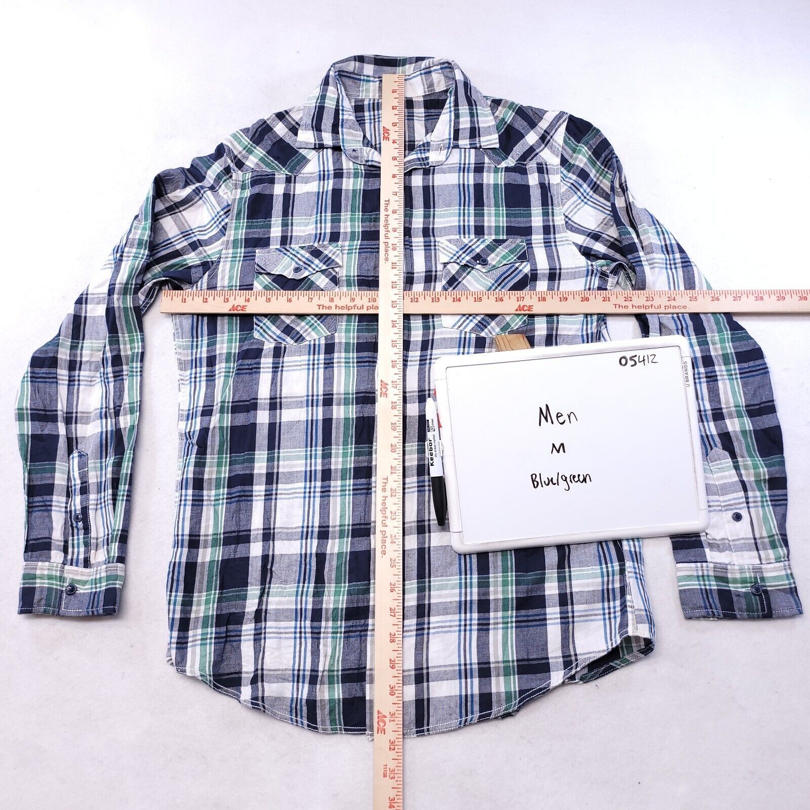 Mossimo Mossimo Madras Flannel Shirt Mens Size Medium M Green Blue Size US M / EU 48-50 / 2 - 6 Thumbnail