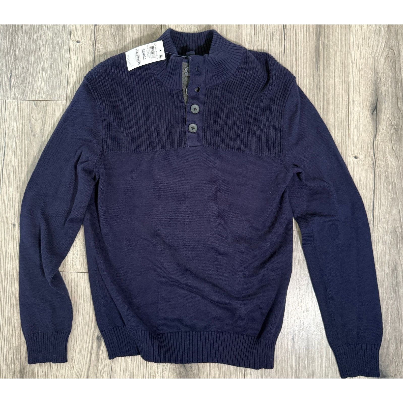 Club Room Club Room Ribbed Four-Button Mock Neck Sweater Navy Small Size US S / EU 44-46 / 1 - 9 Thumbnail