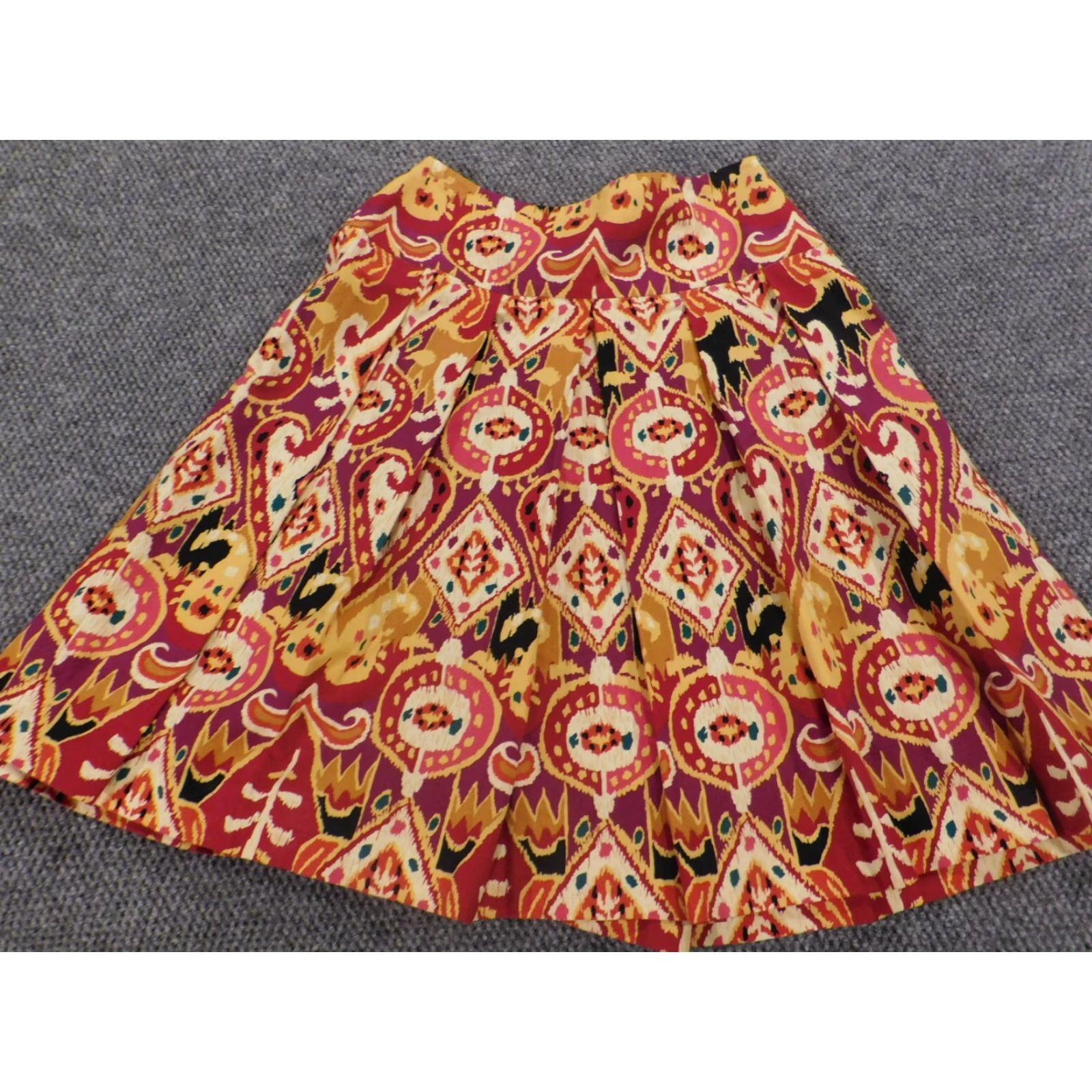 Vintage Harold's Womens Skirt 6 Red A-Line Zip Ruffles stretch Knee Length Cotton Knit Casual Modern 6 Regular Womens Size 28" / US 6 / IT 42 - 5 Thumbnail