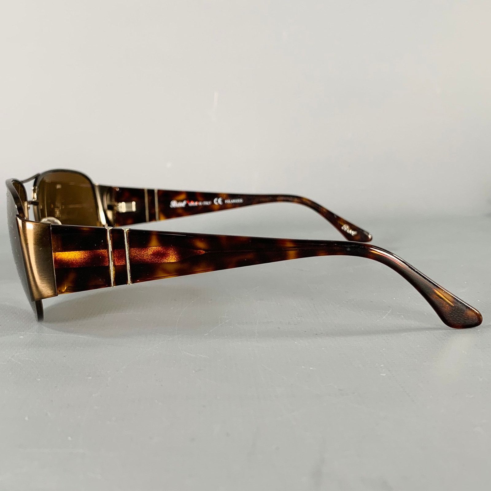 Persol Brown Tortoiseshell Metal Polarized Aviator Sunglasses Size ONE SIZE - 4 Thumbnail