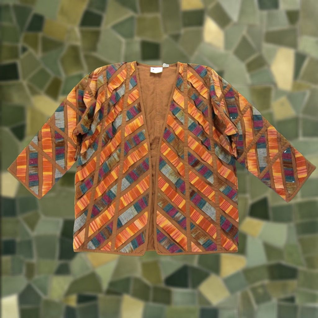 Vintage Vtg Yak Magic Nepal Brown Orange Cotton Pocket Oversize Blazer Jacket Medium Size M / US 6-8 / IT 42-44 - 1 Thumbnail