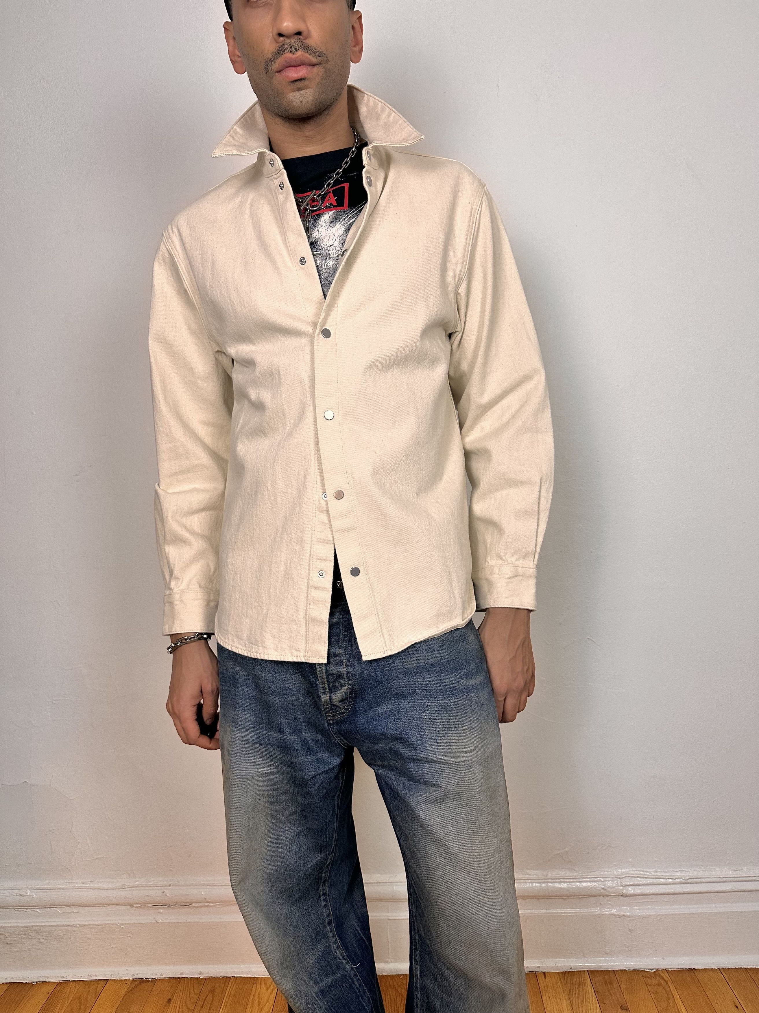 Helmut Lang New Helmut Lang Creme Denim Shirt - Large Size US L / EU 52-54 / 3 - 1 Thumbnail