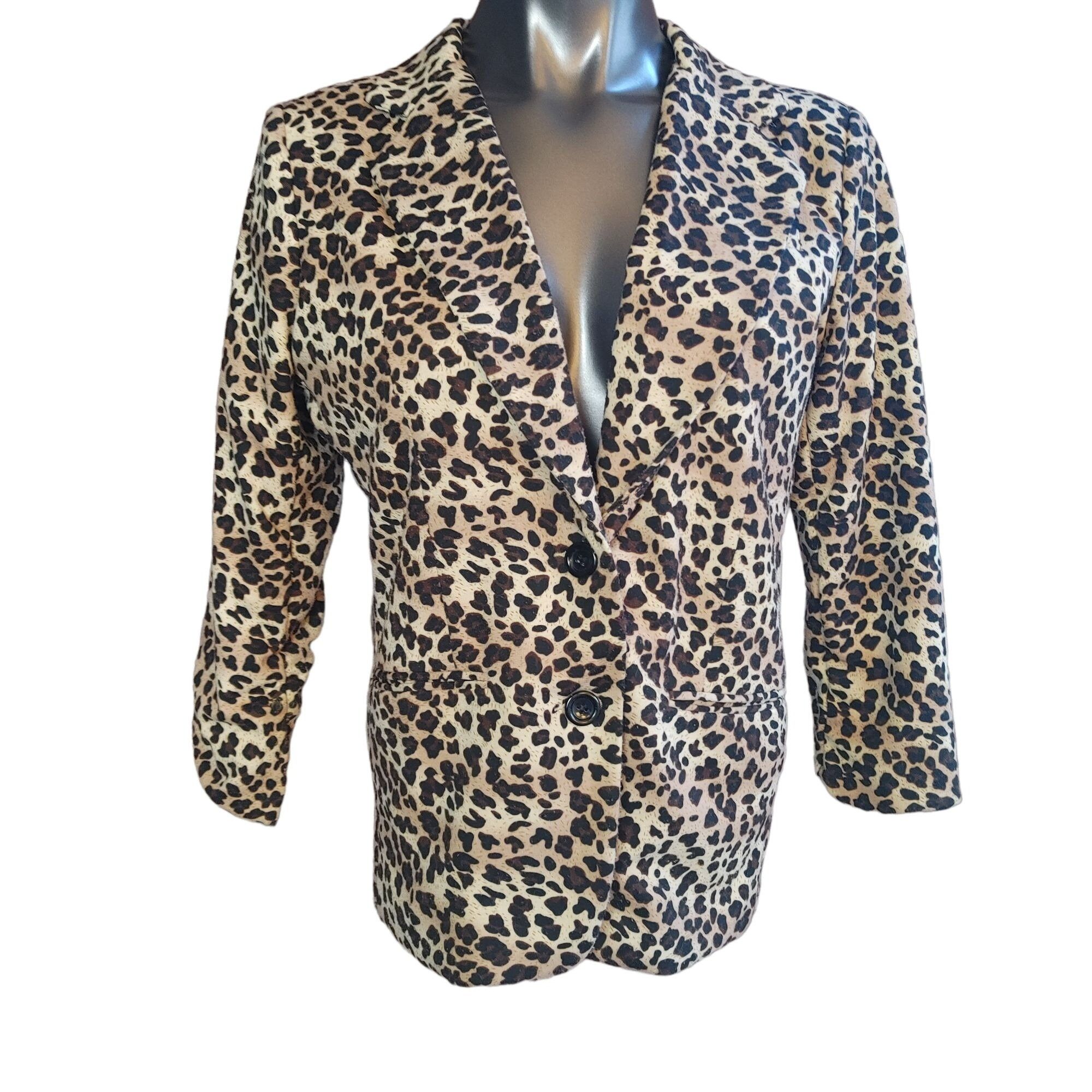 Other Maxim Studio Leopard Print Blazer Lined Ruched Sleeves Faux Size L / US 10 / IT 46 - 1 Thumbnail
