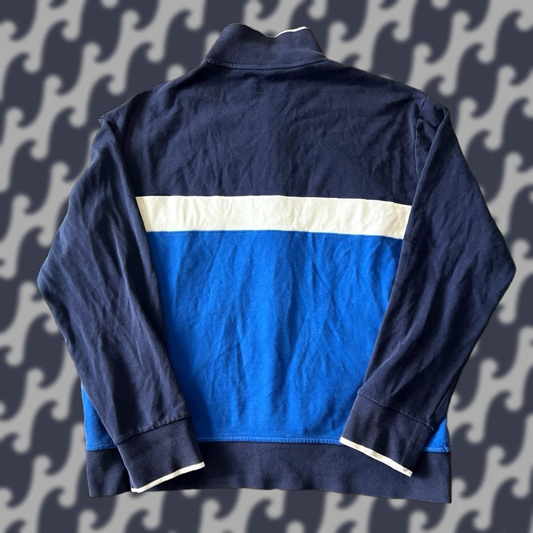 VINTAGE Polo Ralph Lauren Sweatshirt Full Zip Blue Mens Large Pockets Pony Logo A9