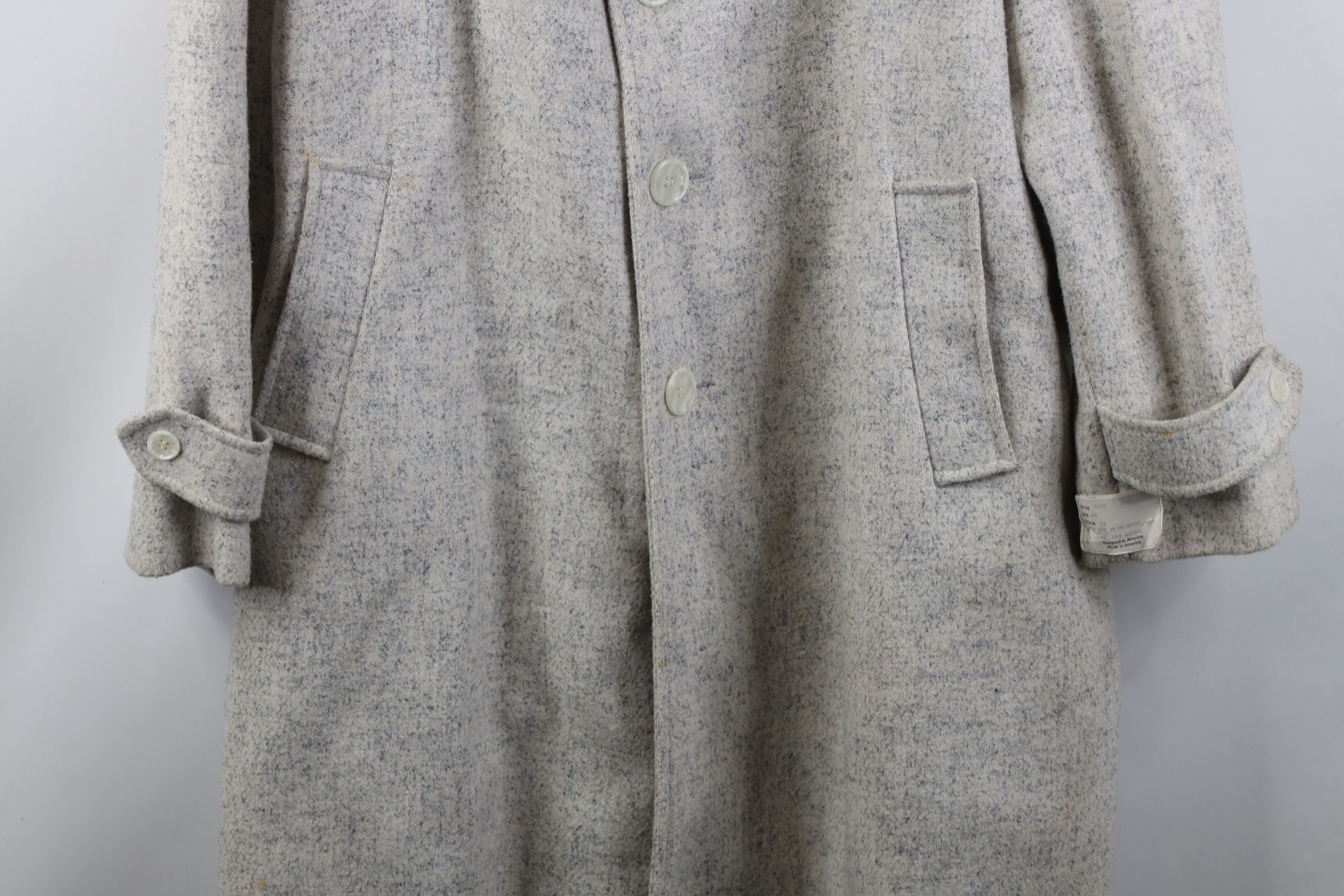 Vintage Deadstock Vintage 70s Wool Tweed Overcoat Jacket Gray USA Size US XXL / EU 58 / 5 - 3 Thumbnail