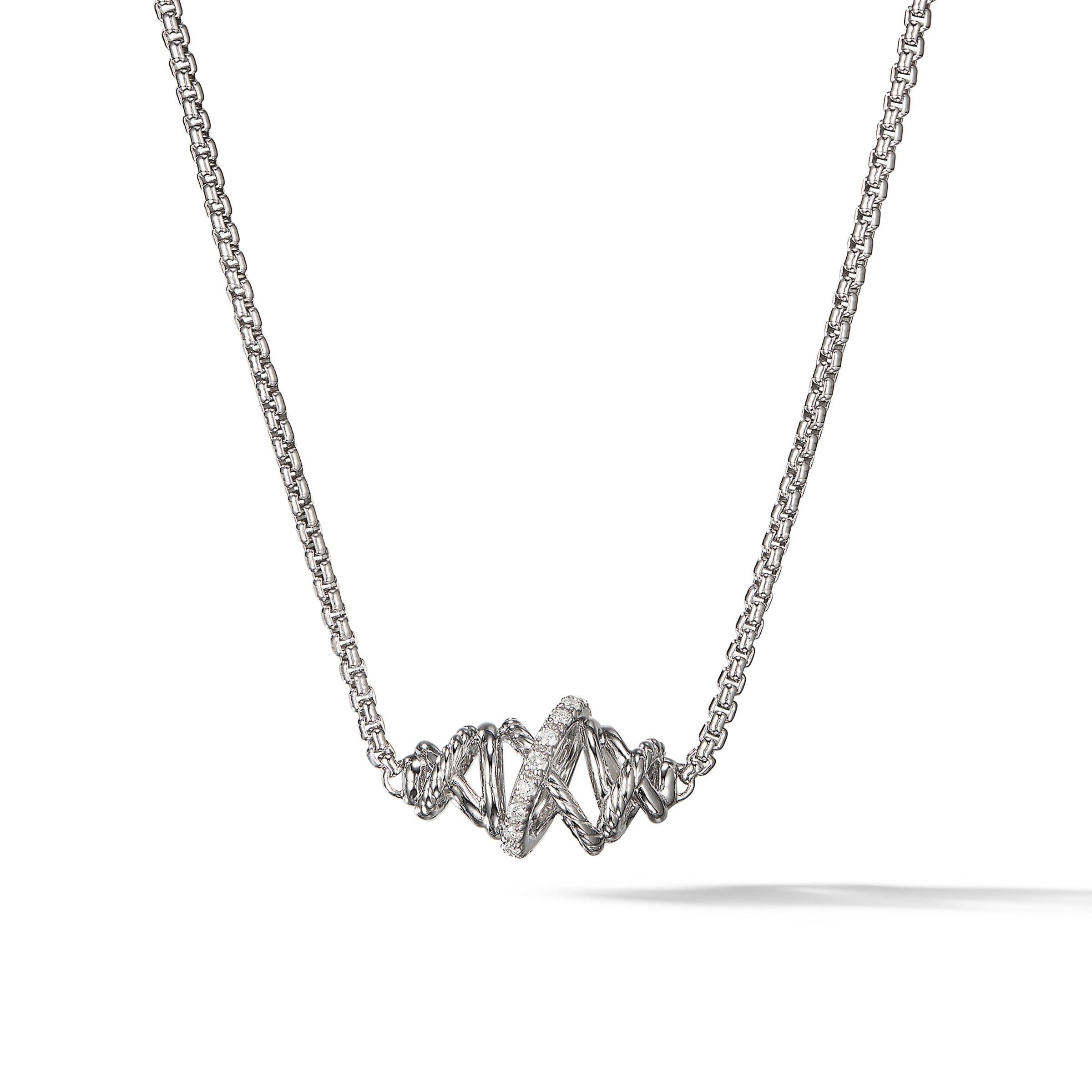 David Yurman o1w1db10526 N13402D Size:9/ Crossover Necklace in Silver Size ONE SIZE - 1 Thumbnail