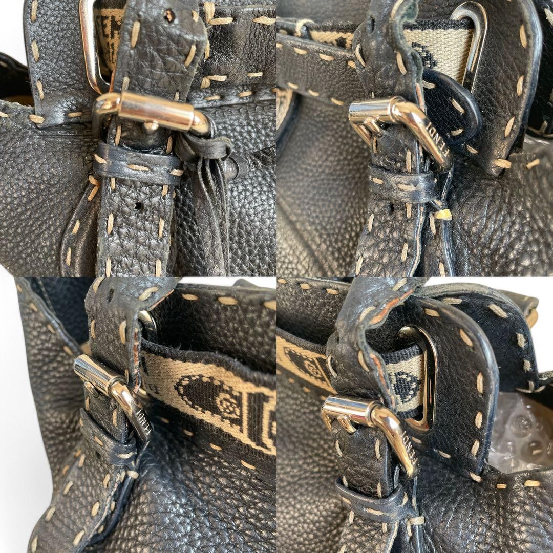 Fendi Fendi - Villa Borghese Selleria Black Leather Shoulder Bag Size ONE SIZE - 6 Thumbnail