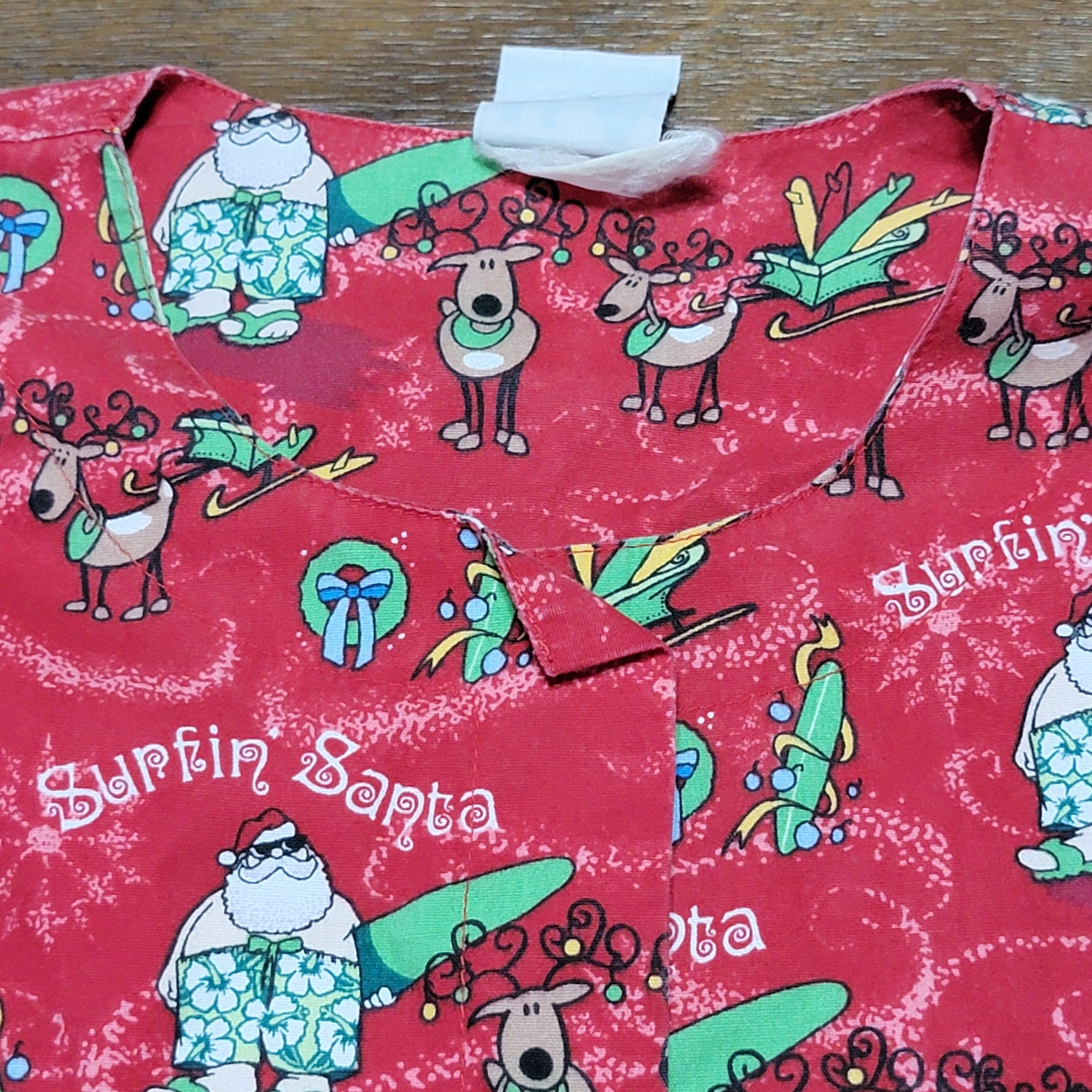 Other Uniform Advantage Red Scrub Jacket "Surfin' Santa" Size XXL / US 16-18 / IT 52-54 - 2 Thumbnail