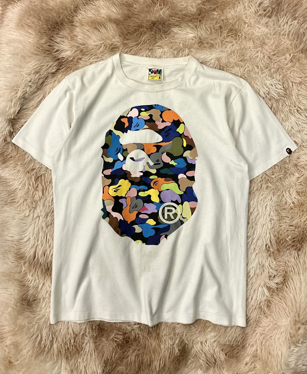 Bape BAPE MULTICOLOURED BIG BOTH SIDES HEAD LOGO TEE Size US M / EU 48-50 / 2 - 6 Thumbnail