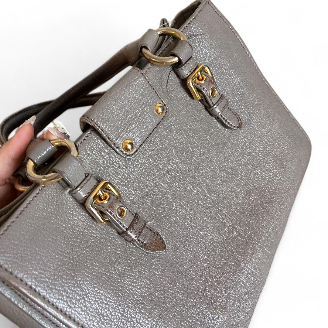 Miu Miu Miu Miu - Madras Leather Handbag Gray Shoulder Bag Size ONE SIZE - 4 Thumbnail