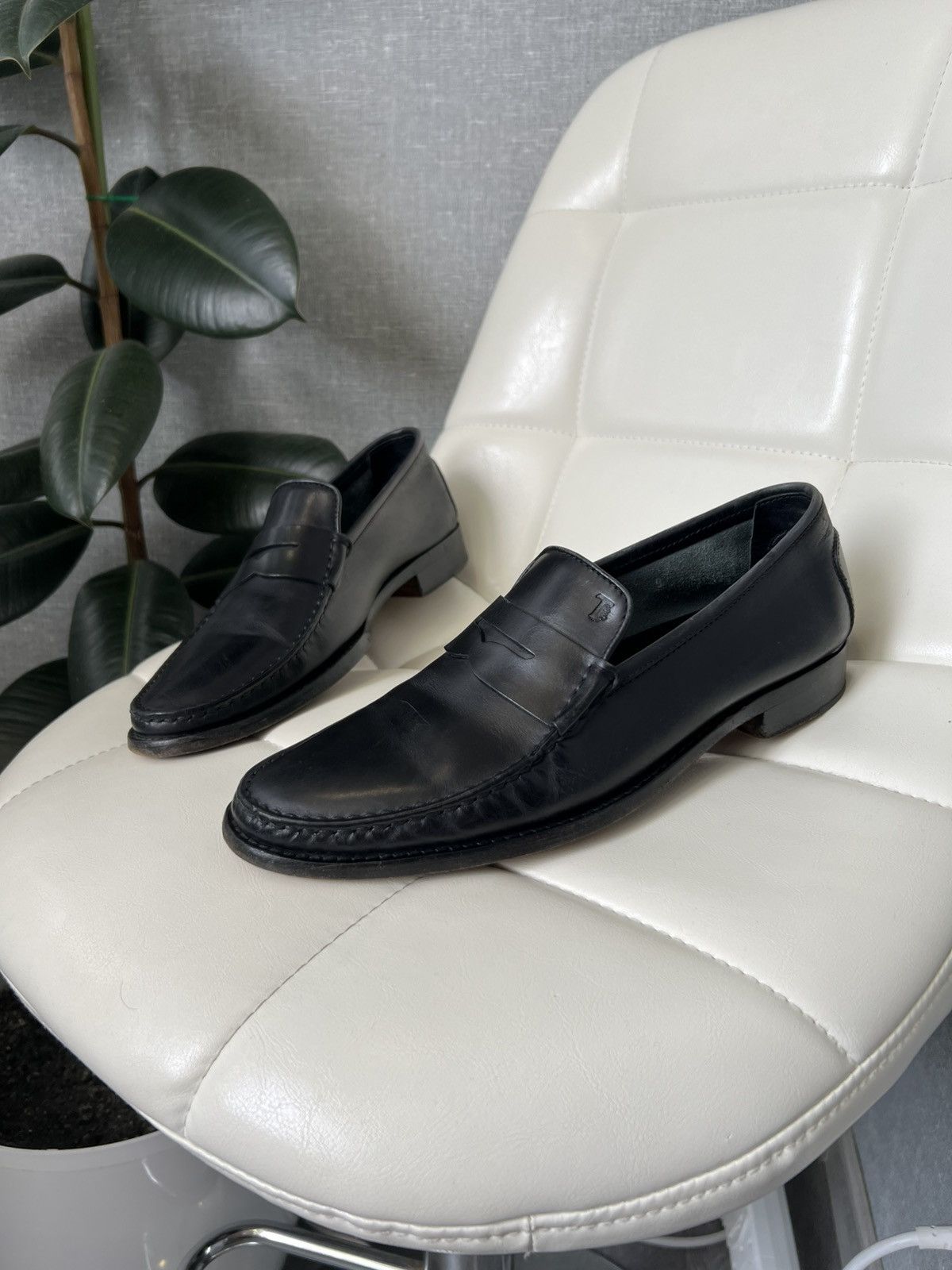 Tods TodS Black Leather Penny Loafers MenS Classic Shoes Size 9, Men's
