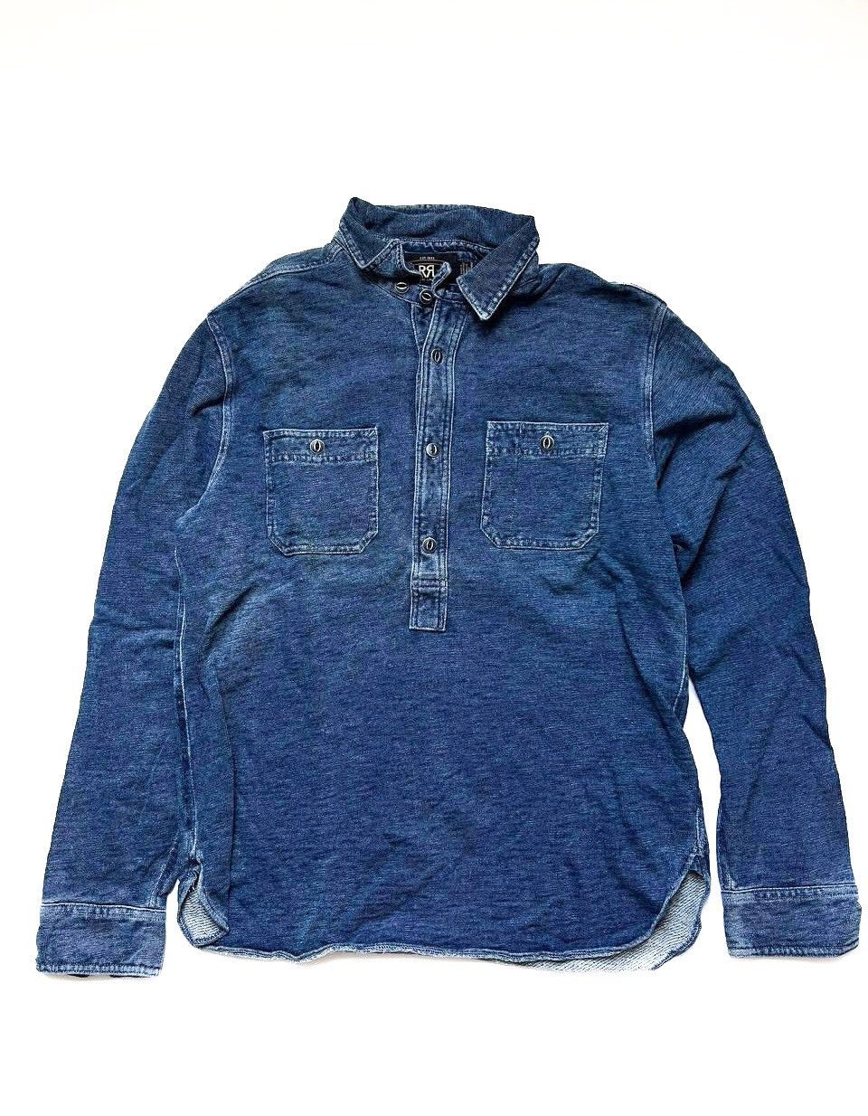 RRL Ralph Lauren RRL Double Ralph Lauren washed denim indigo rugby longsleeve Size US M / EU 48-50 / 2 - 1 Thumbnail