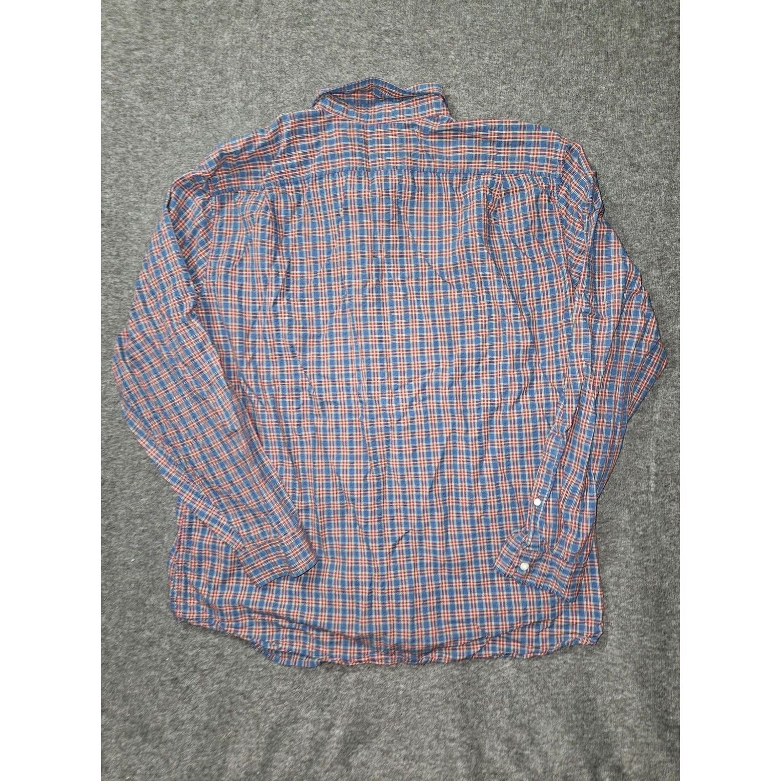 Eddie Bauer Eddie Bauer Shirt Mens XL Plaid Relaxed Fit Button Down Long Sleeve Casual Blue Red Off-White Pocket Size US XL / EU 56 / 4 - 8 Thumbnail