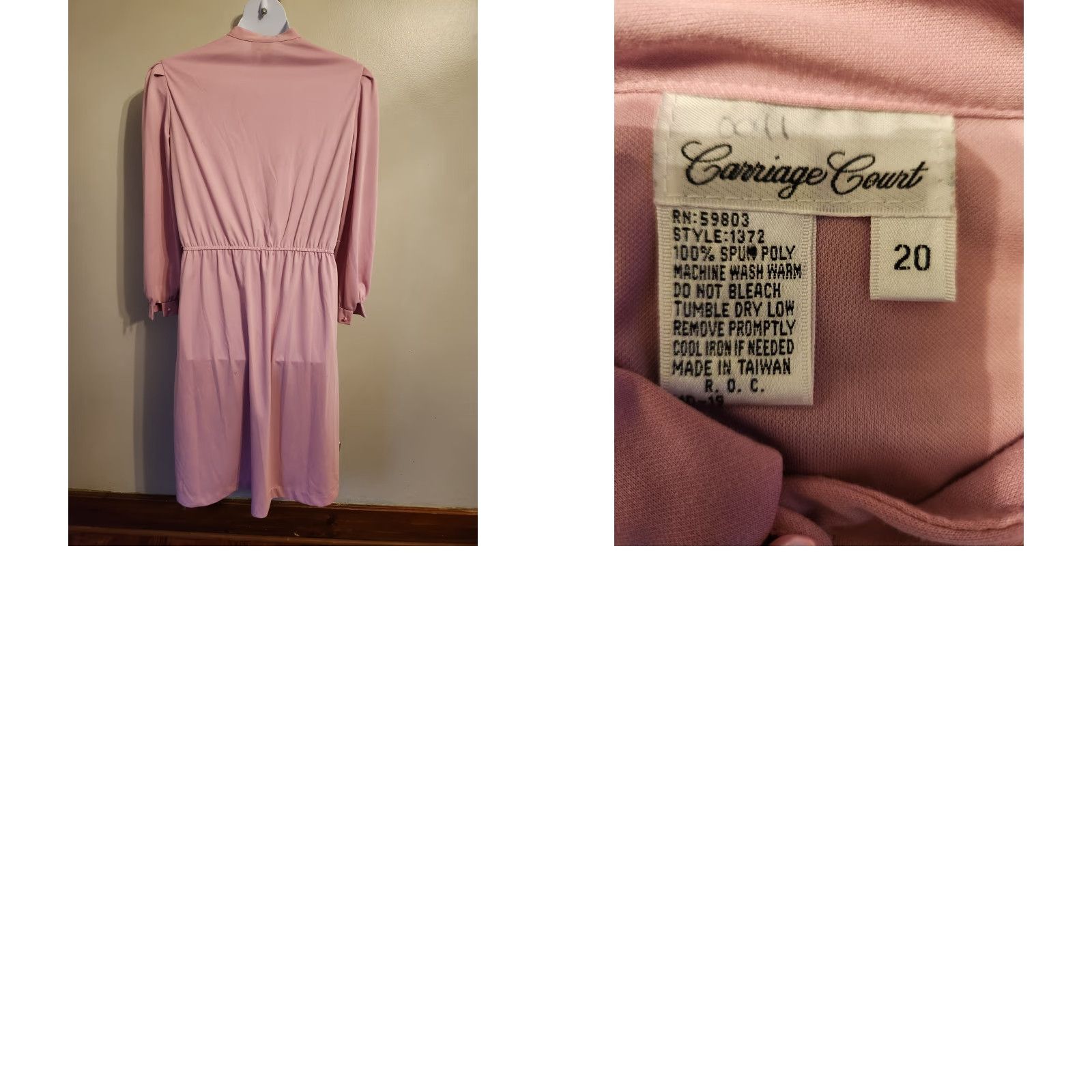 Vintage VINTAGE Carriage Court 70s 80s Mauve Pink Pleated Secretary Midi Dress 20W Plus Women’s Size 3XL / US 20-22 - 8 Thumbnail