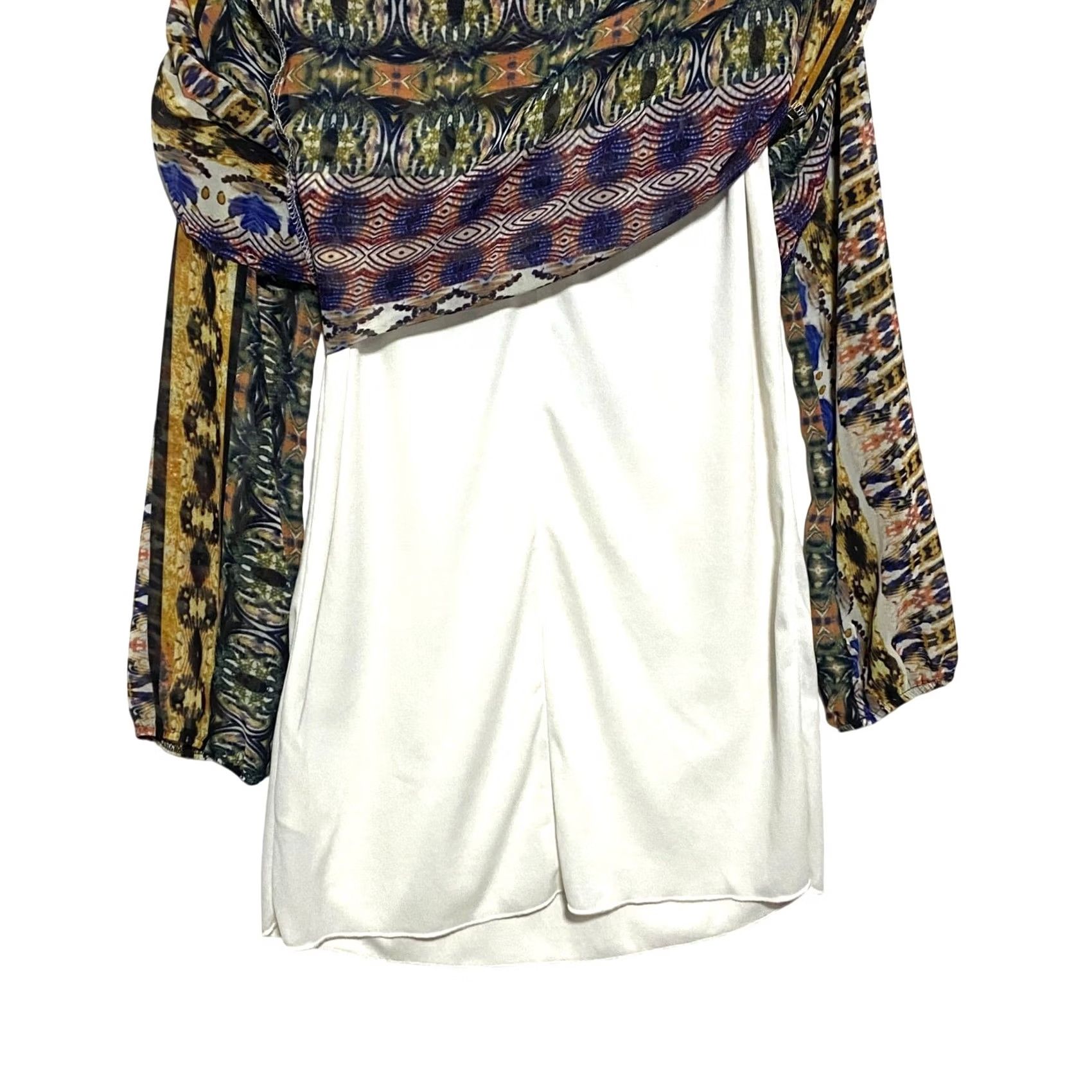 Vintage VINTAGE Everly Mini Dress S Women Batik Aztec Boho Tribal V-Neck Sheer Sleeves USA Purple Short 80s Size S / US 4 / IT 40 - 5 Thumbnail