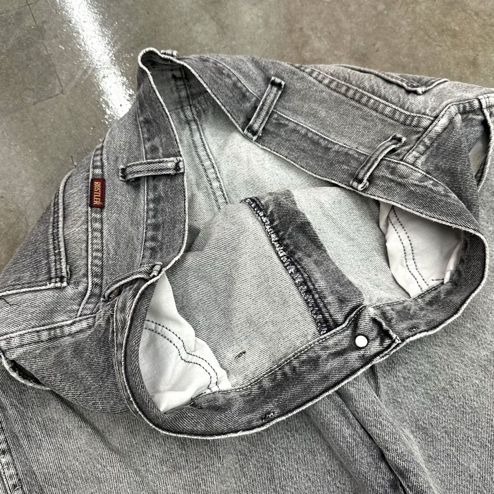 Denime VINTAGE Rustler Wranger Black Denim Jeans Distressed Faded 36 X 30 Wranger Size US 36 / EU 52 - 2 Thumbnail