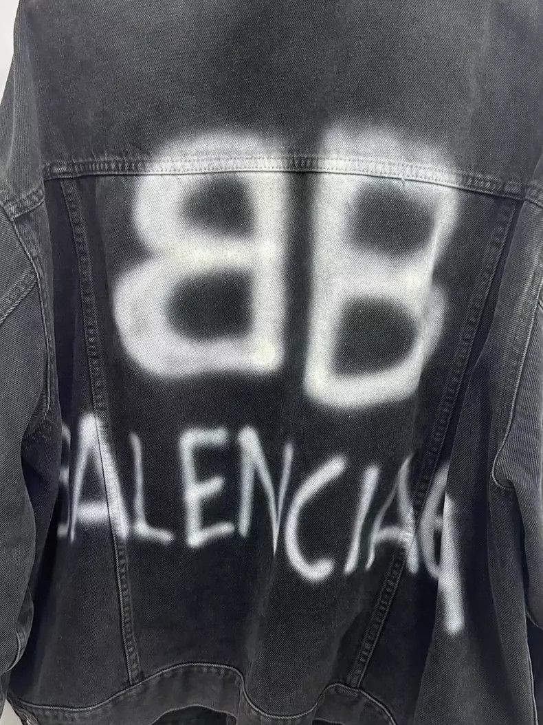 Balenciaga Balenciaga Painted Graffiti Double B Luminous Denim Jacket Size US XS / EU 42 / 0 - 3 Thumbnail