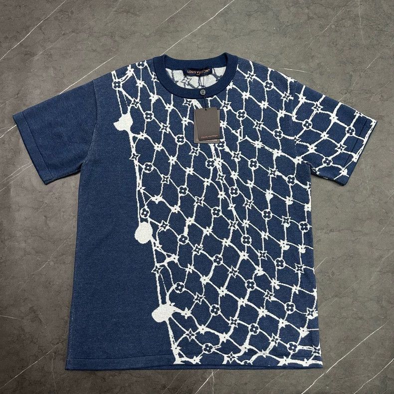 Louis Vuitton Louis Vuitton Fei Dong 24FW Blue Fishnet Knit Short Sleeve Size US L / EU 52-54 / 3 - 1 Thumbnail
