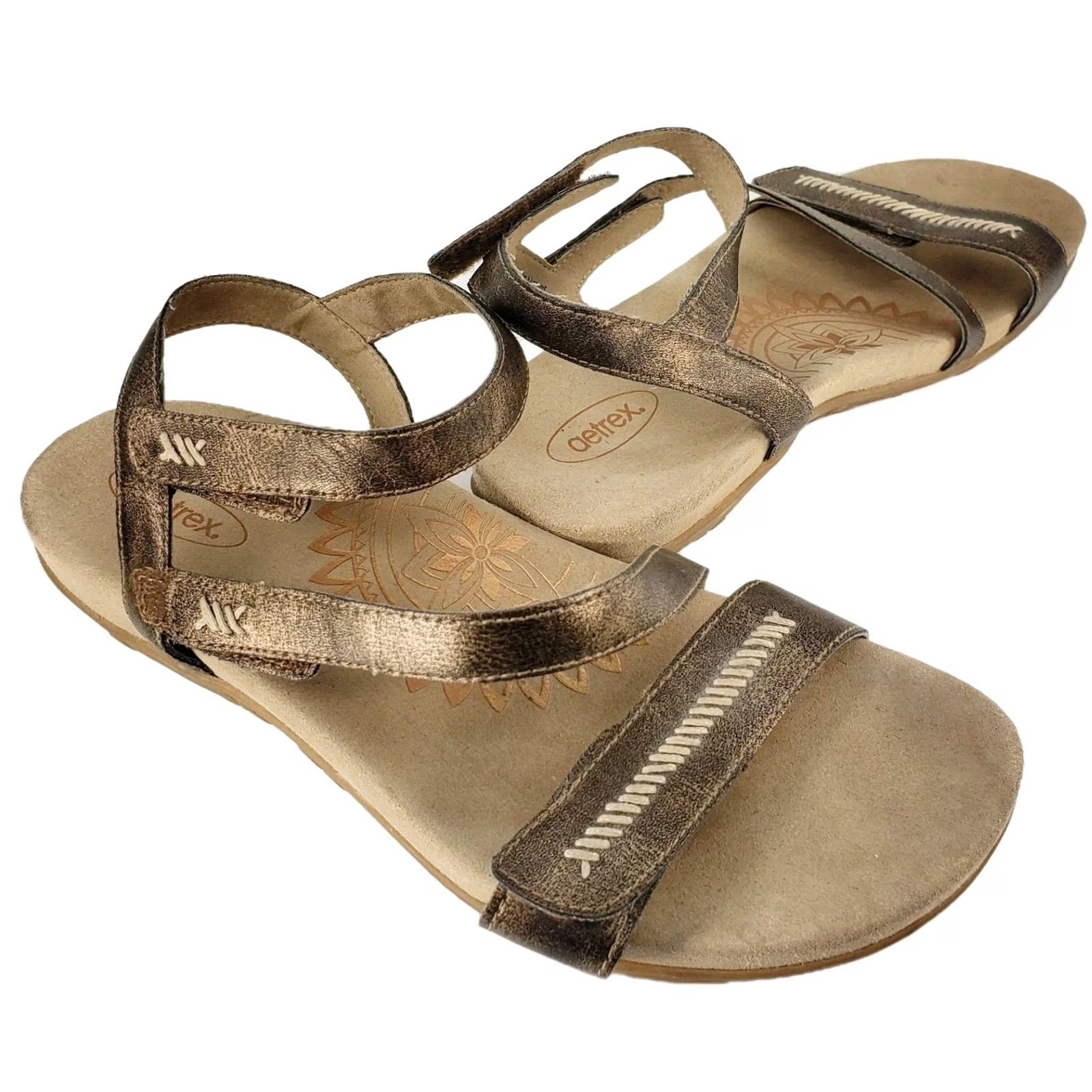 Aetrex Aetrex Gabby Adjustable Ankle Strap Sandal Metallic Gold Women Slingshot Flat Small? Size US 9.5 / IT 39.5 - 2 Thumbnail