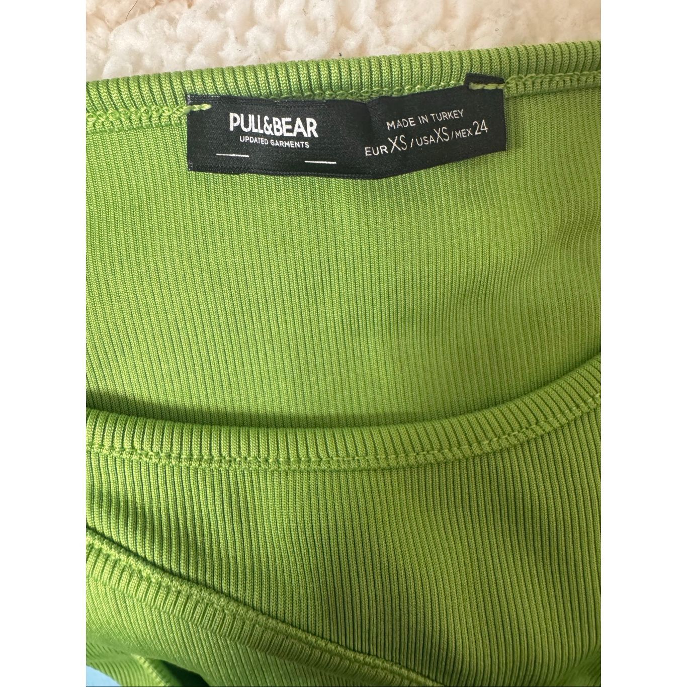 Other Pull & Bear Lime Green Cutout Tank Top | Ribbed Asymmetrical Size XS / US 0-2 / IT 36-38 - 2 Thumbnail