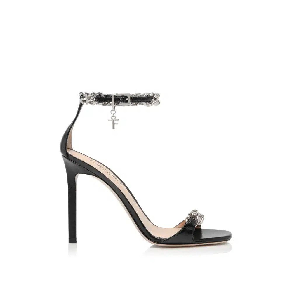 Tom Ford o1loc1c0326 W3341 Chain Heel Sandals in Black Size US 8 / IT 38 - 1 Thumbnail