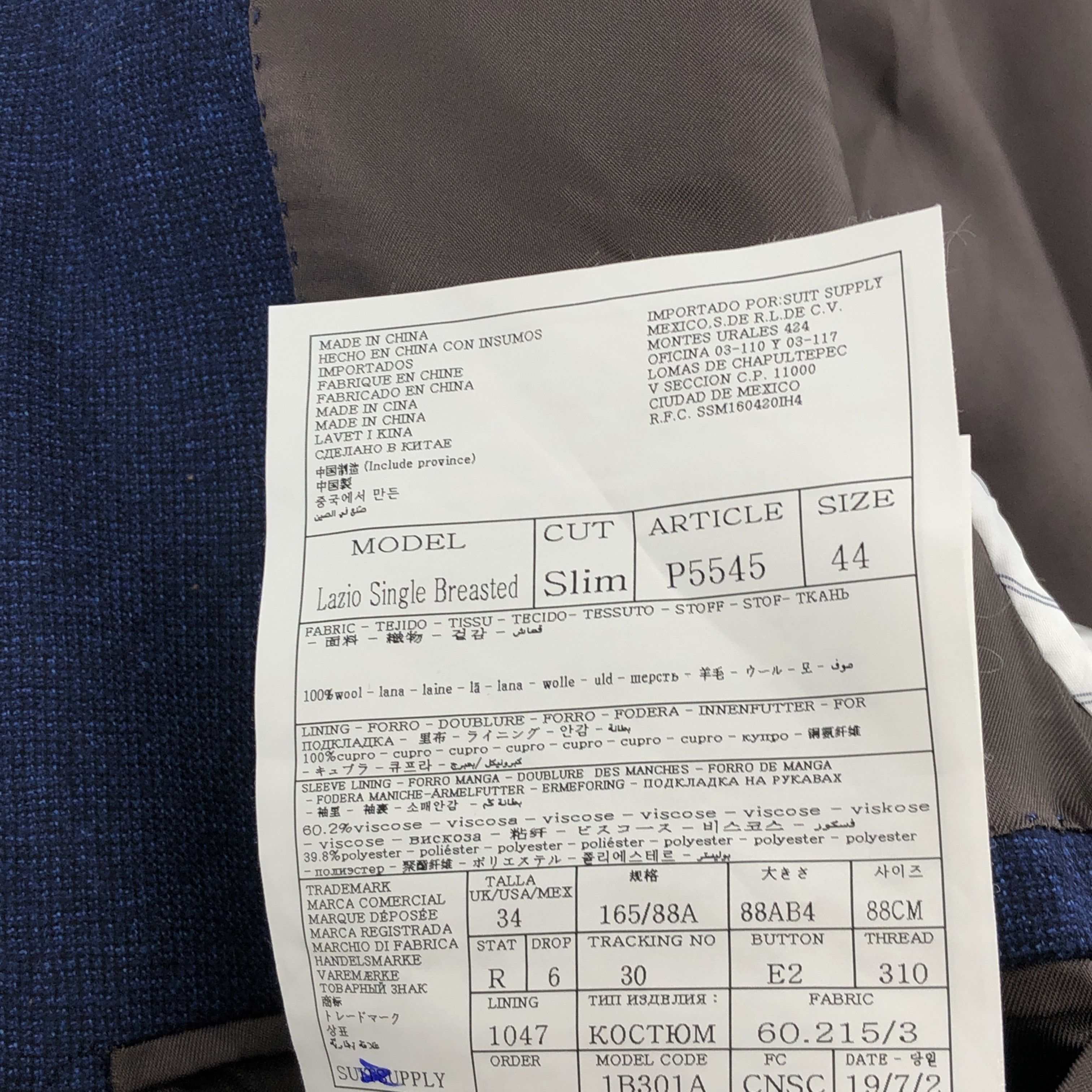 Suitsupply Lazio Single Breasted Wool Blazer Size EU:44; UK:34; US:34S Size 34S - 9 Thumbnail