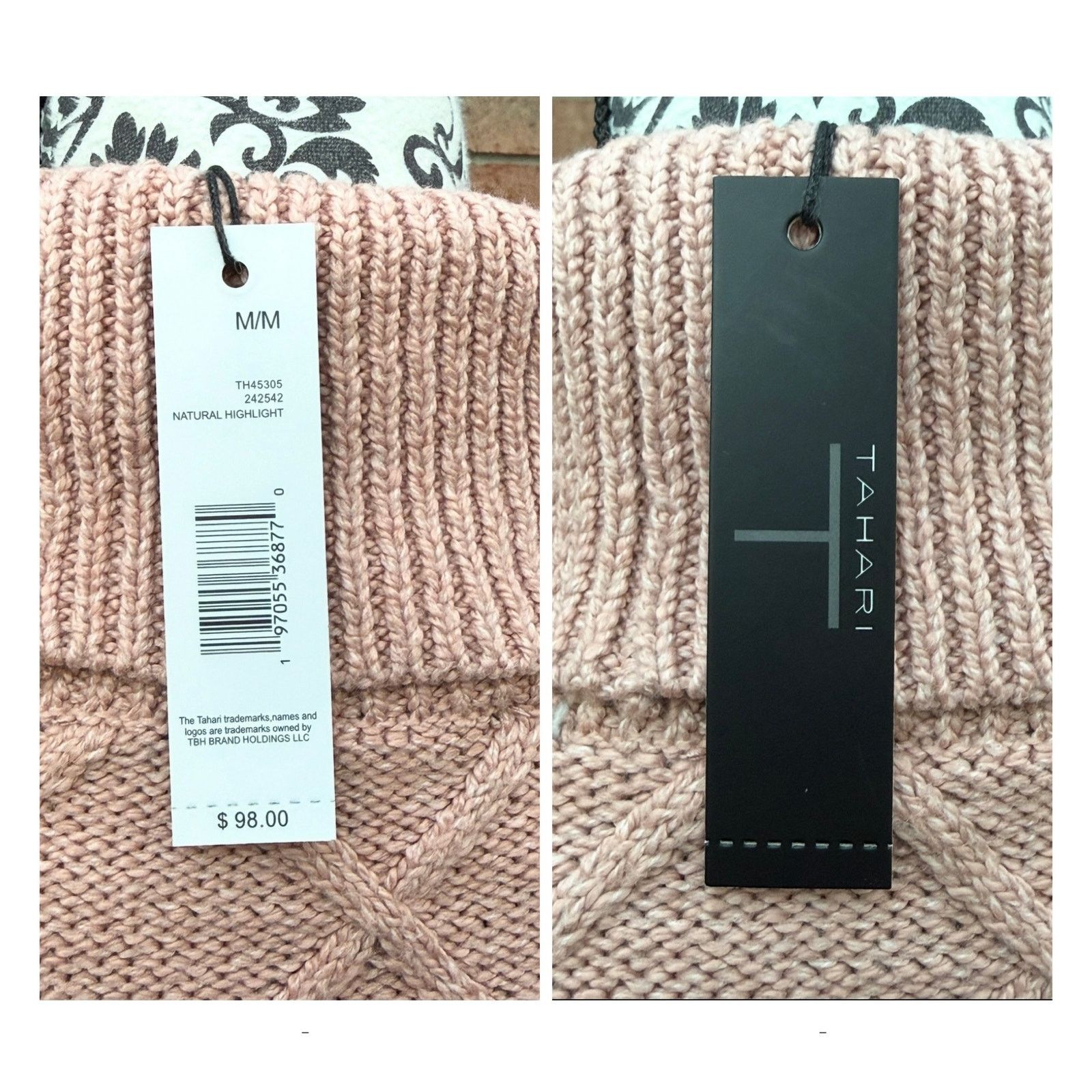 Elie Tahari NWT Women's Pink Tahari Cable Knit Turtleneck Sweater Medium Size M / US 6-8 / IT 42-44 - 5 Thumbnail