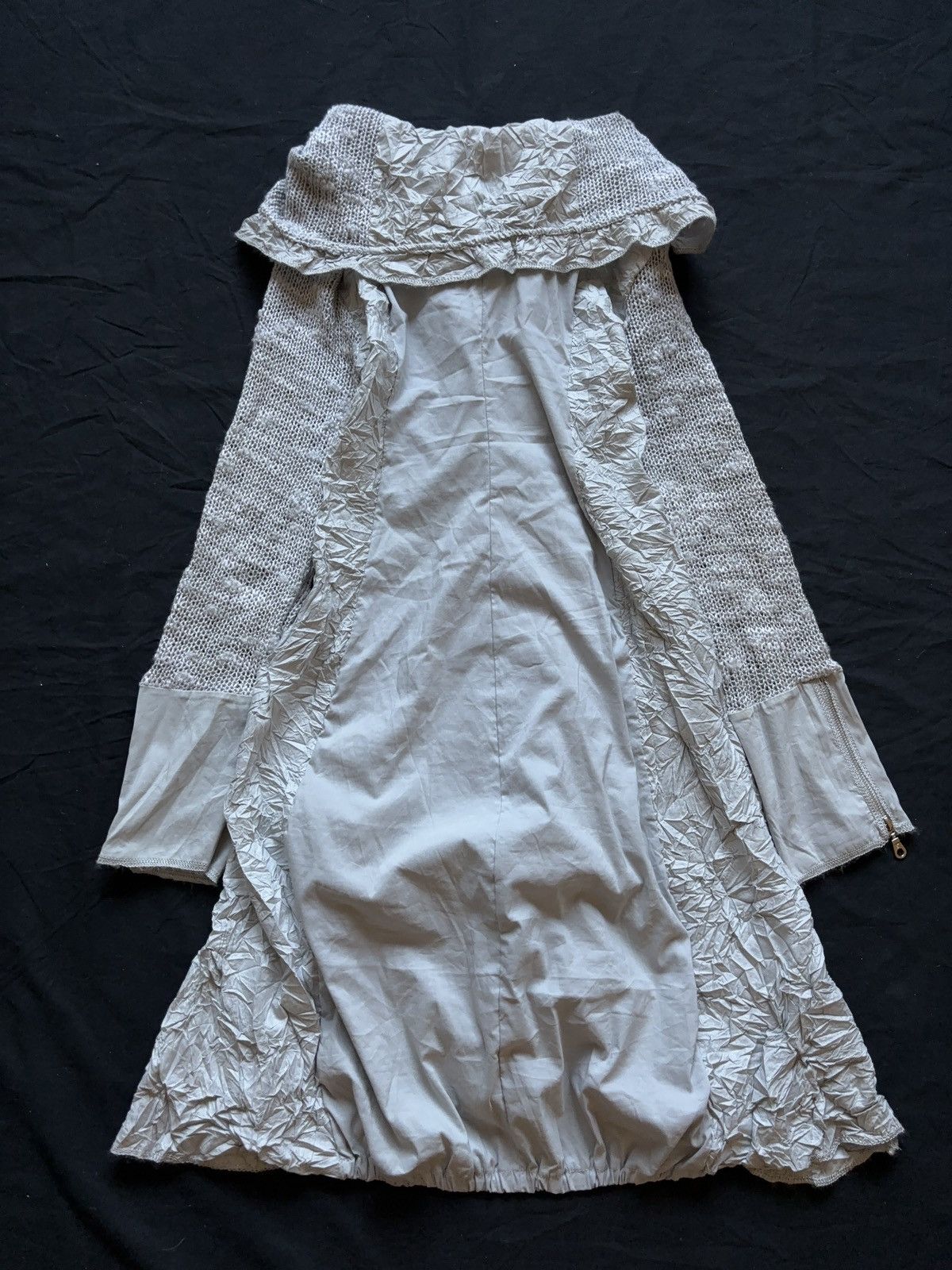 Vintage FRENCH MINI LACE RUFFLE MIXED LONG SLEEVE DRESS Size M / US 6-8 / IT 42-44 - 3 Thumbnail