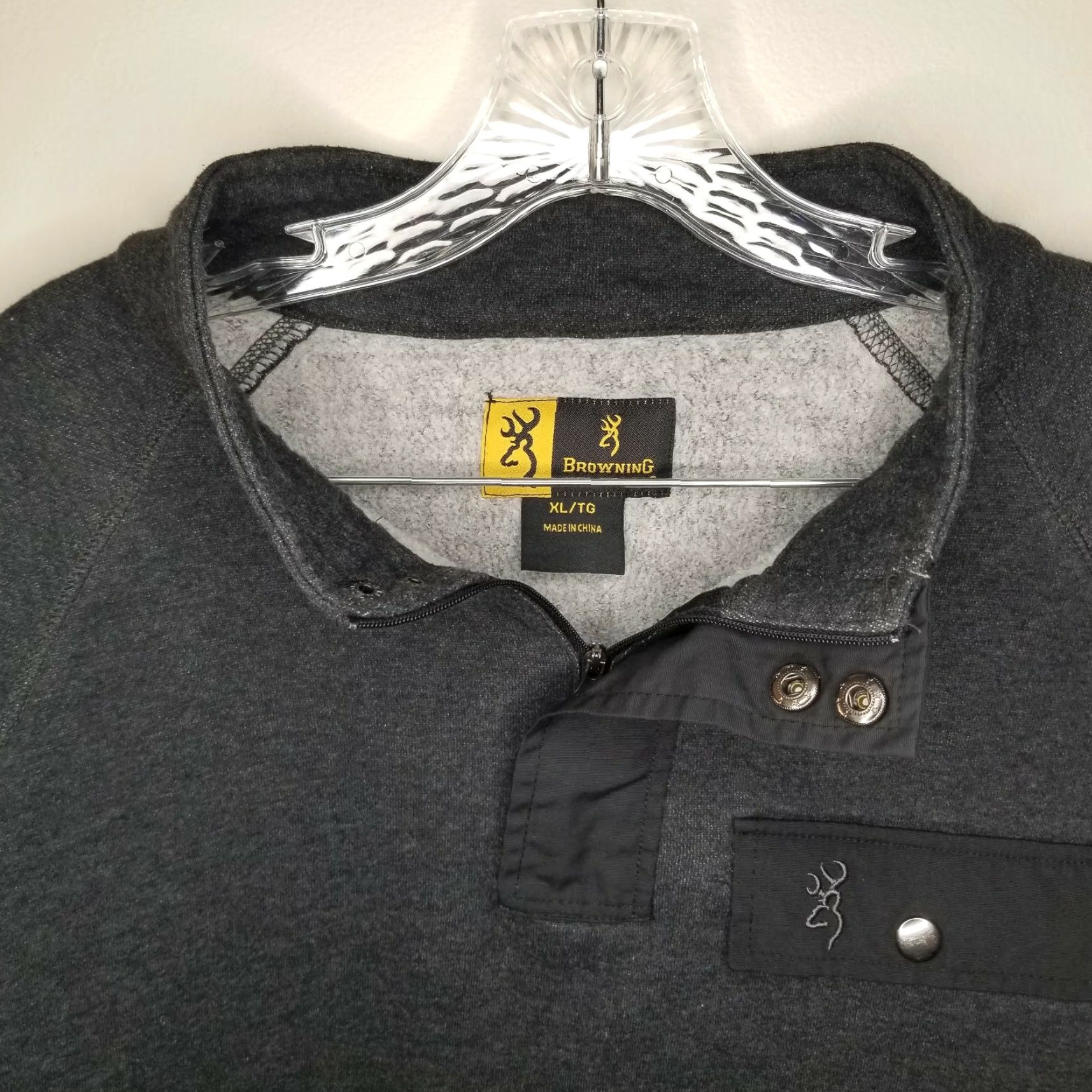 Vintage BROWNING Sweater Men XL Gray Long Sleeve Quarter Zip Pullover Mens Size US XL / EU 56 / 4 - 2 Thumbnail