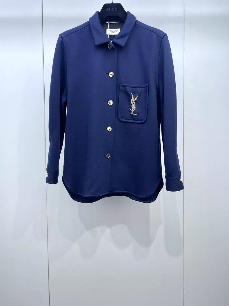 Yves Saint Laurent YSL Saint Laurent Blue Embroidered Jacket- Size S / US 4 / IT 40 - 1 Thumbnail