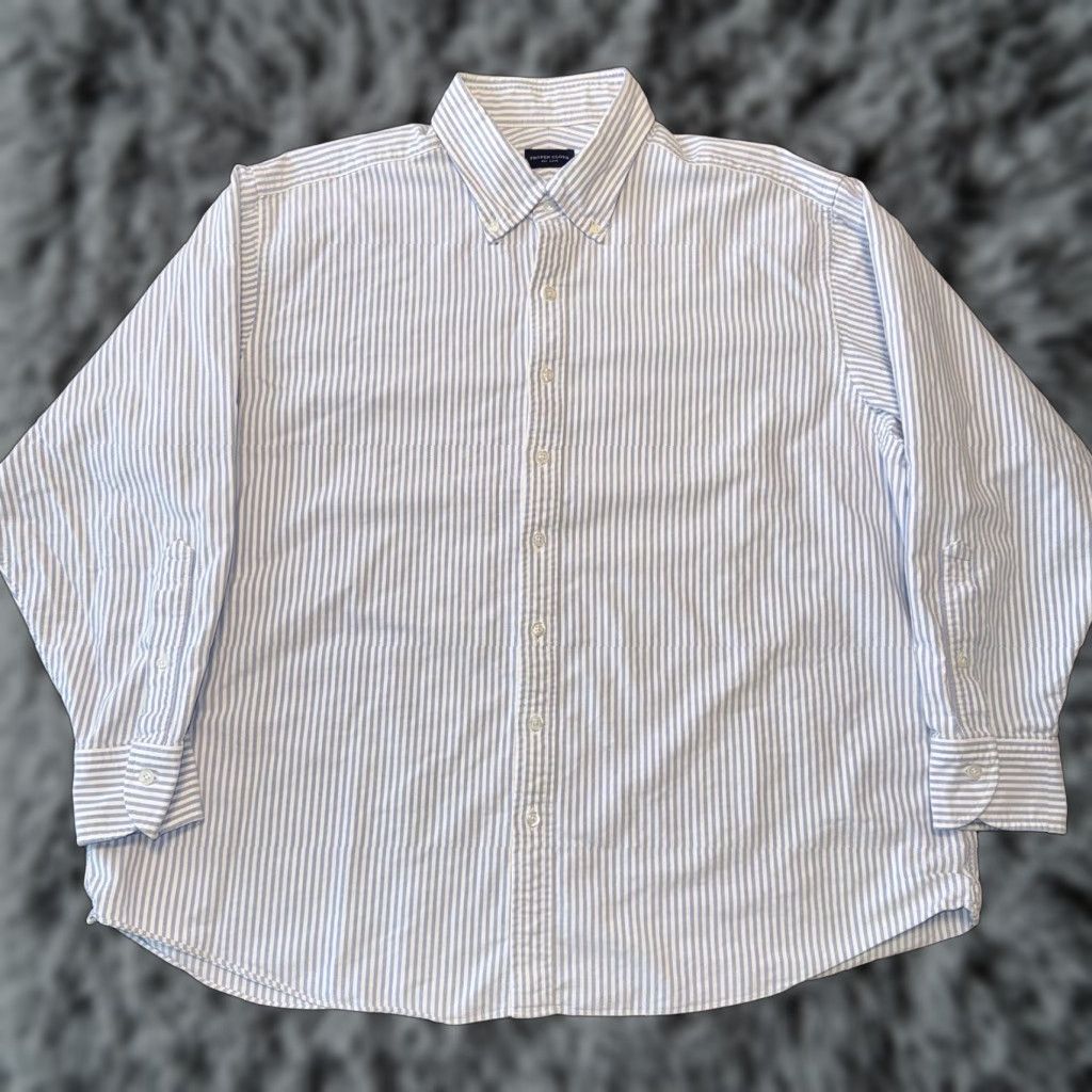 Proper Cloth Proper Cloth Button Shirt XXL Blue Stripe Lightweight Cotton Oxford Mens Button-Up Collared Long Sleeve Size US XXL / EU 58 / 5 - 1 Thumbnail