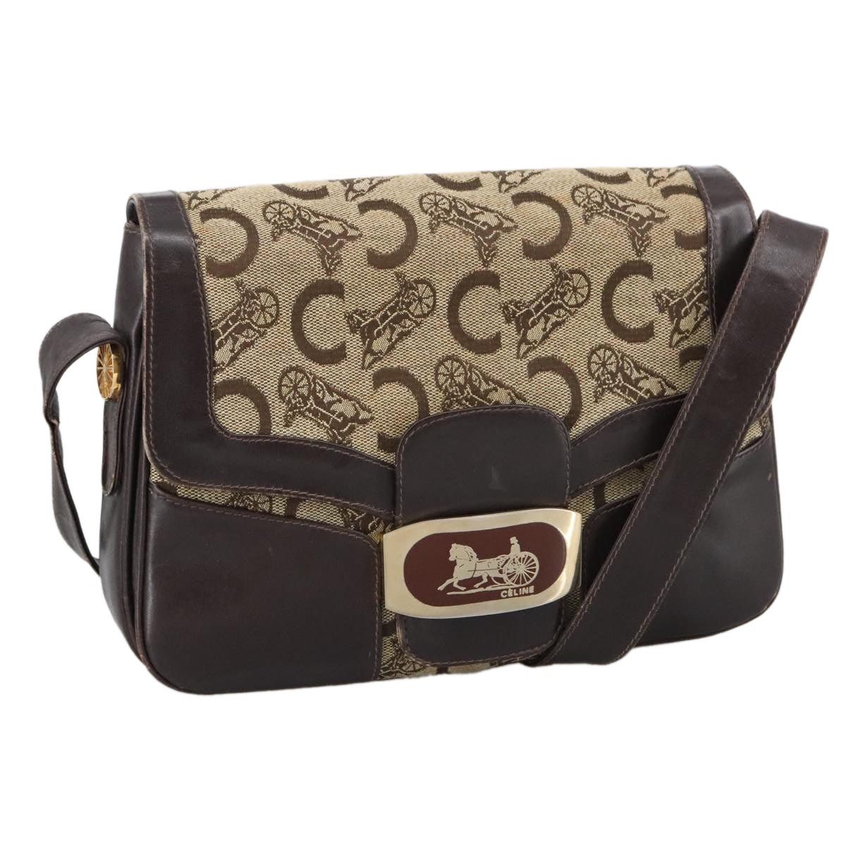Celine CELINE C Sulky Shoulder Bag Canvas Leather Beige Brown Gold Size ONE SIZE - 1 Thumbnail