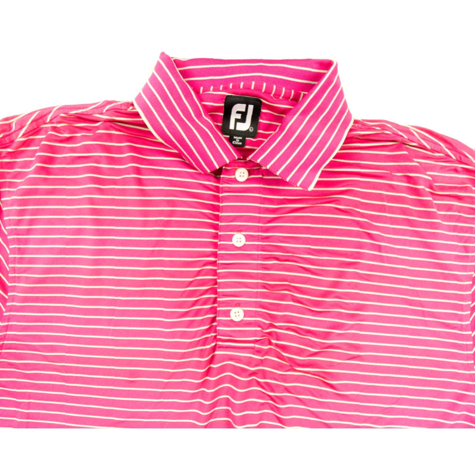 Footjoy FootJoy Polo Shirt Adult Large Pink Short Sleeve Striped Mens Golf Stretch Shirt Size US L / EU 52-54 / 3 - 2 Thumbnail