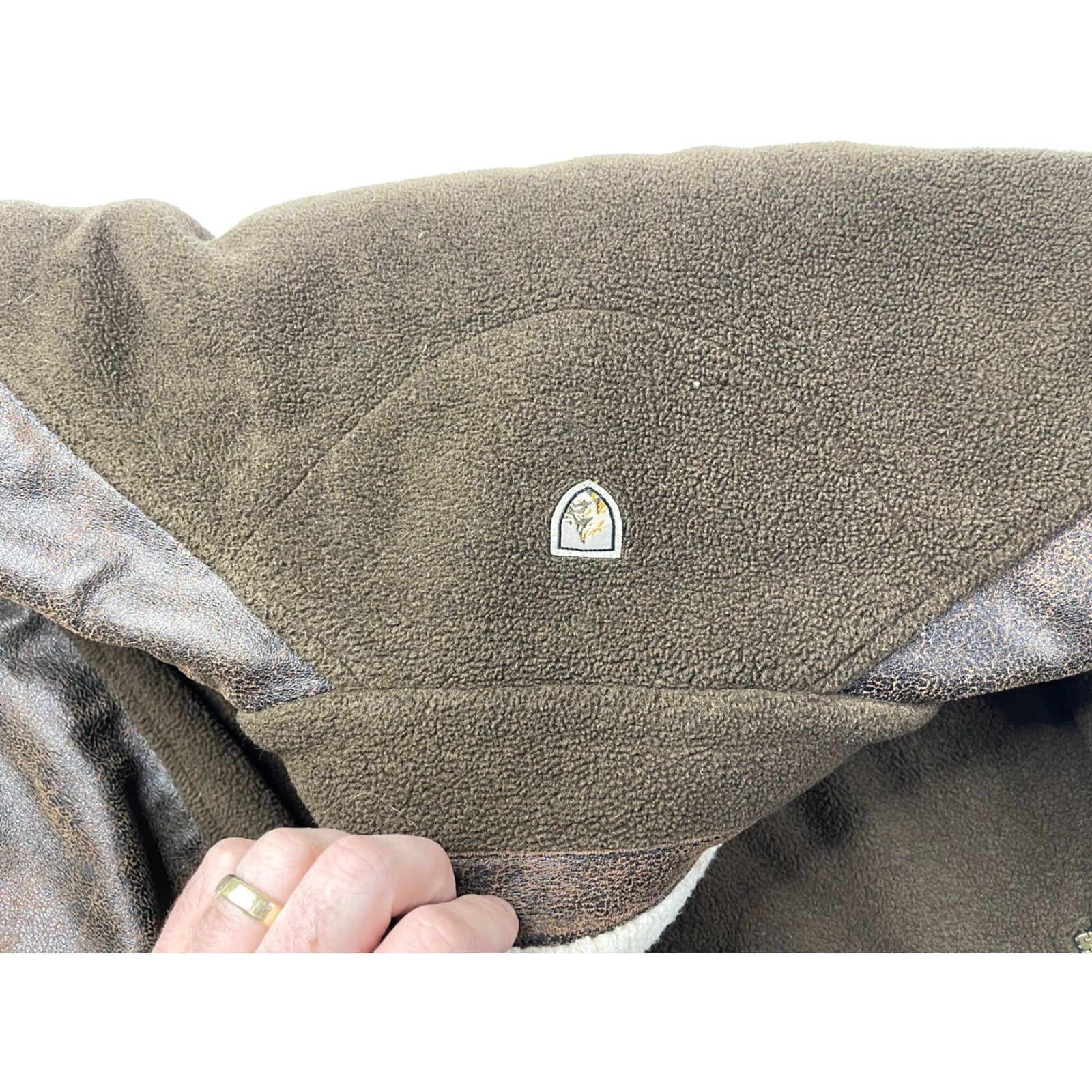 Vintage Kuhl Mens Large Brown Alpenwurx Faux Leather Full Zip Fleece Jacket Sweater Size US L / EU 52-54 / 3 - 3 Thumbnail
