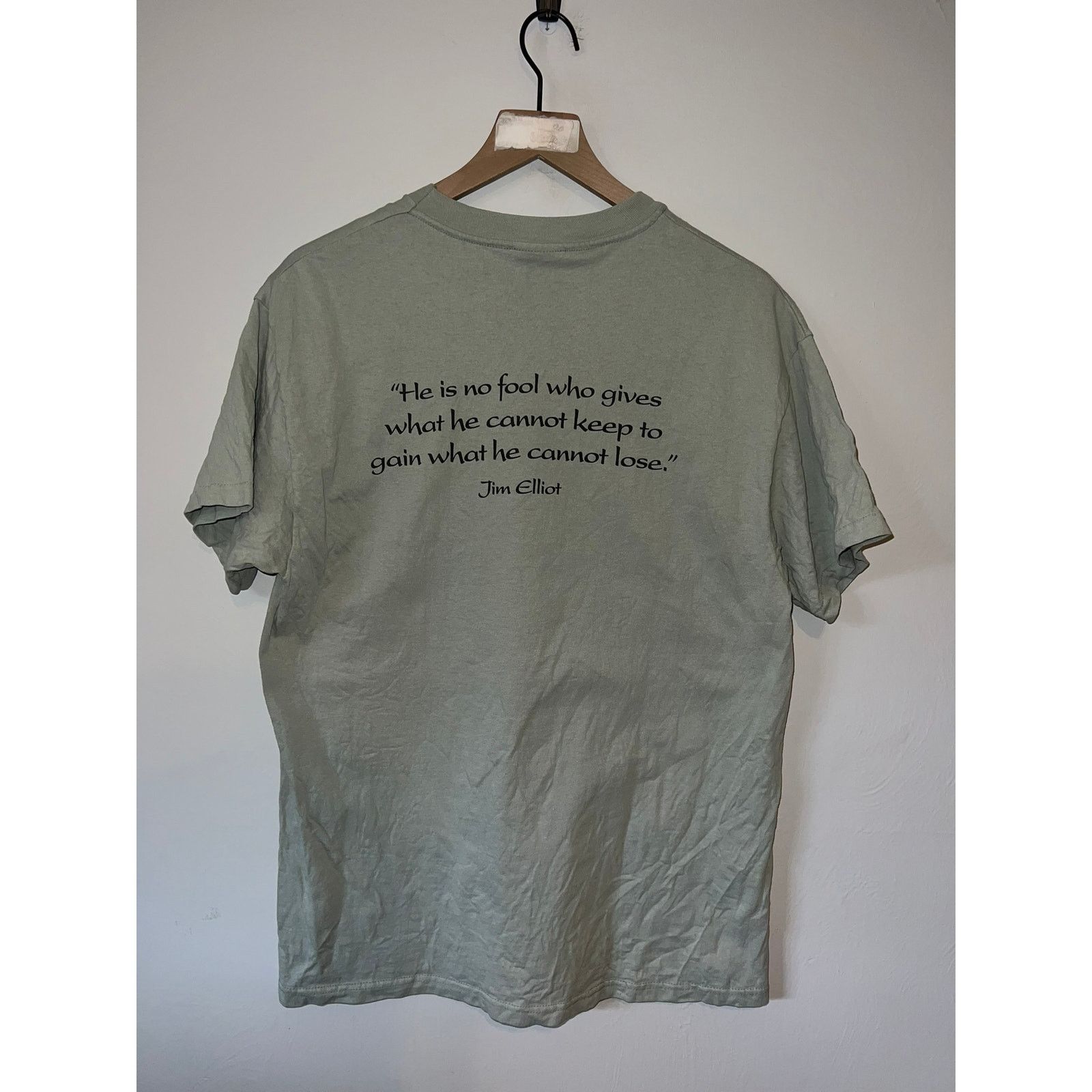 Hanes Vintage Dayuma Shirt Christian Green Art Jim Elliot Tee 90s Size US L / EU 52-54 / 3 - 7 Thumbnail
