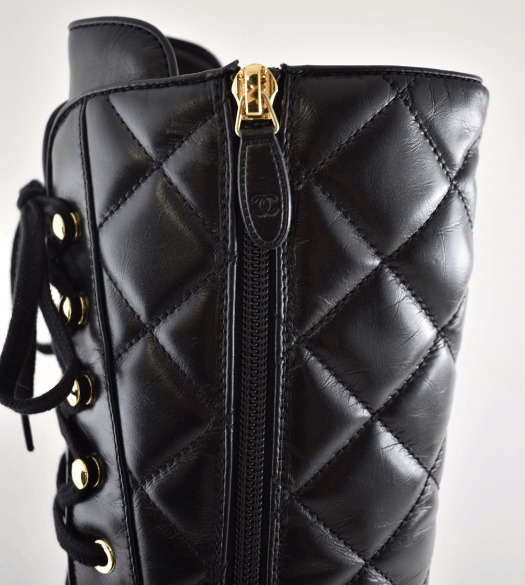 Chanel 24K Quilted Leather CC Combat Lace Military Tall Boot 38.5 Size US 8.5 / IT 38.5 - 12 Thumbnail