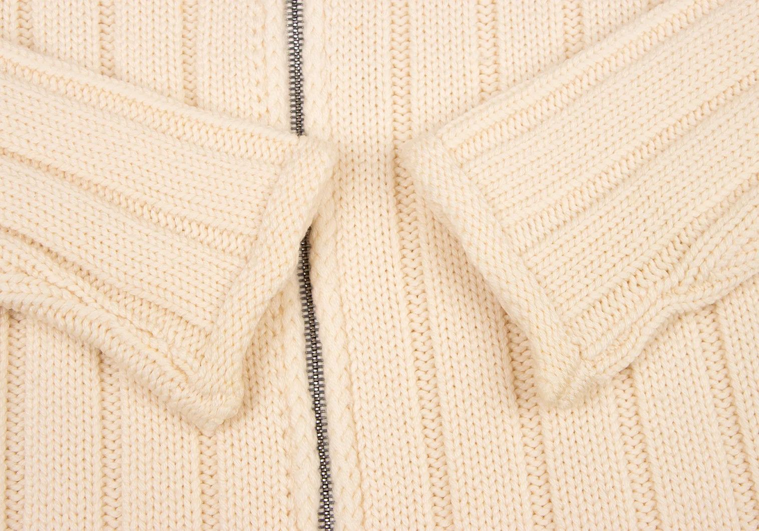 Armani Collezioni Wool Knit Zip Jacket in Beige Size 48 Size US XXS / EU 40 - 9 Thumbnail