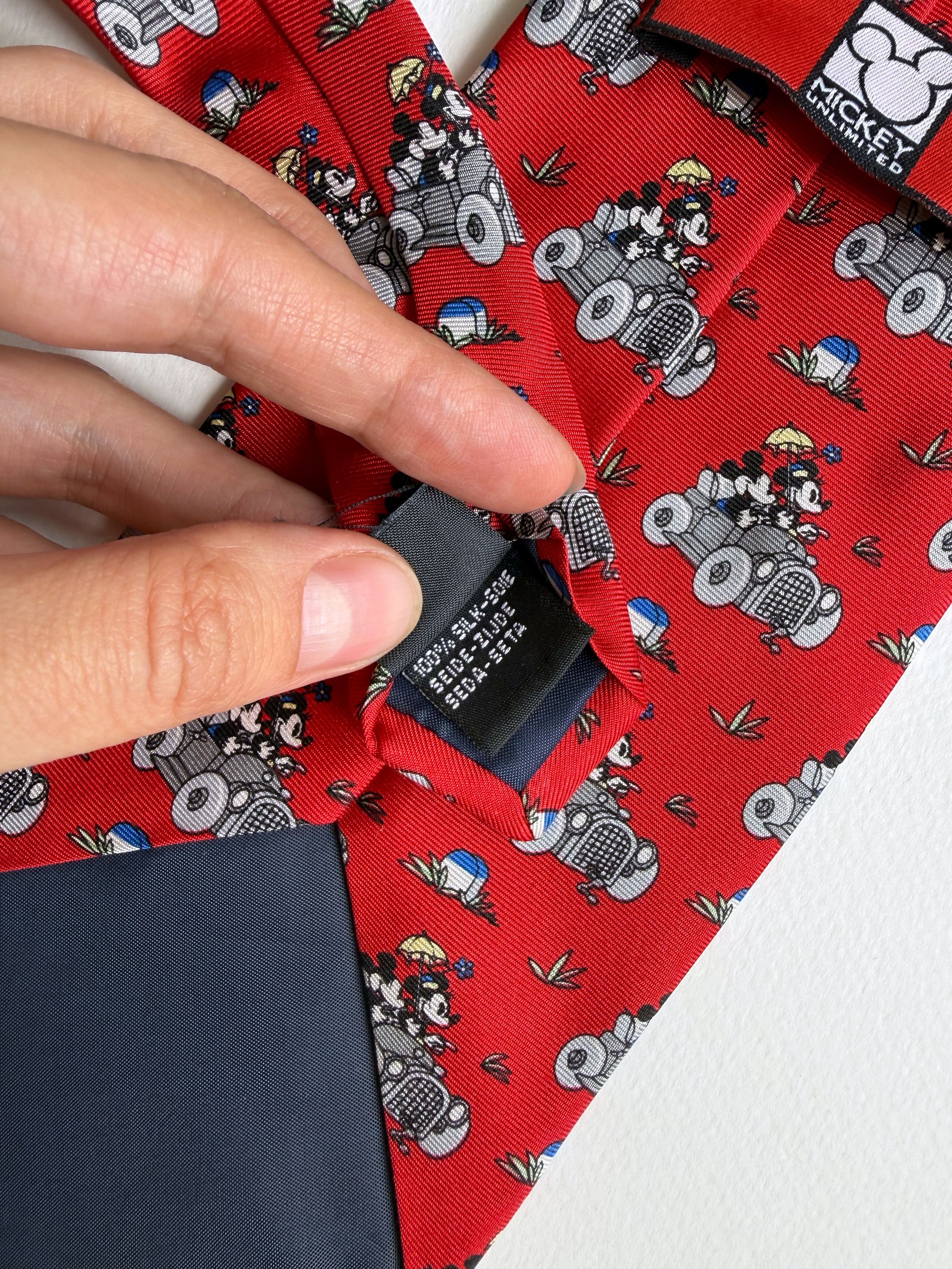 Disney Walt Disney Mickey Mouse Neck Tie Old Time Antique Car Theme Size ONE SIZE - 4 Thumbnail