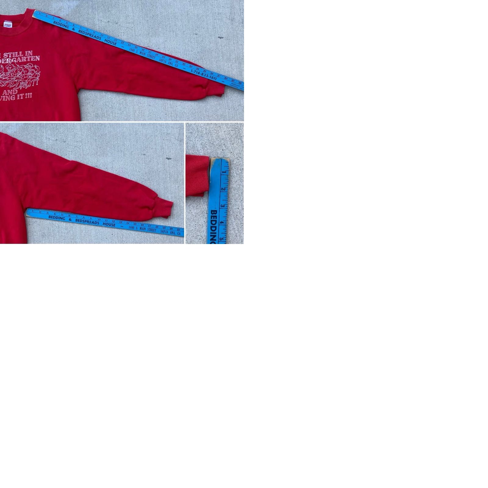 Jerzees VINTAGE Im Still In Kindergarten And Loving It Raglan Sweatshirt Worn Distressed Mens L Red Jerzees Graphic Print Cotton Blend Pullover Long Sleeve Size US L / EU 52-54 / 3 - 12 Thumbnail