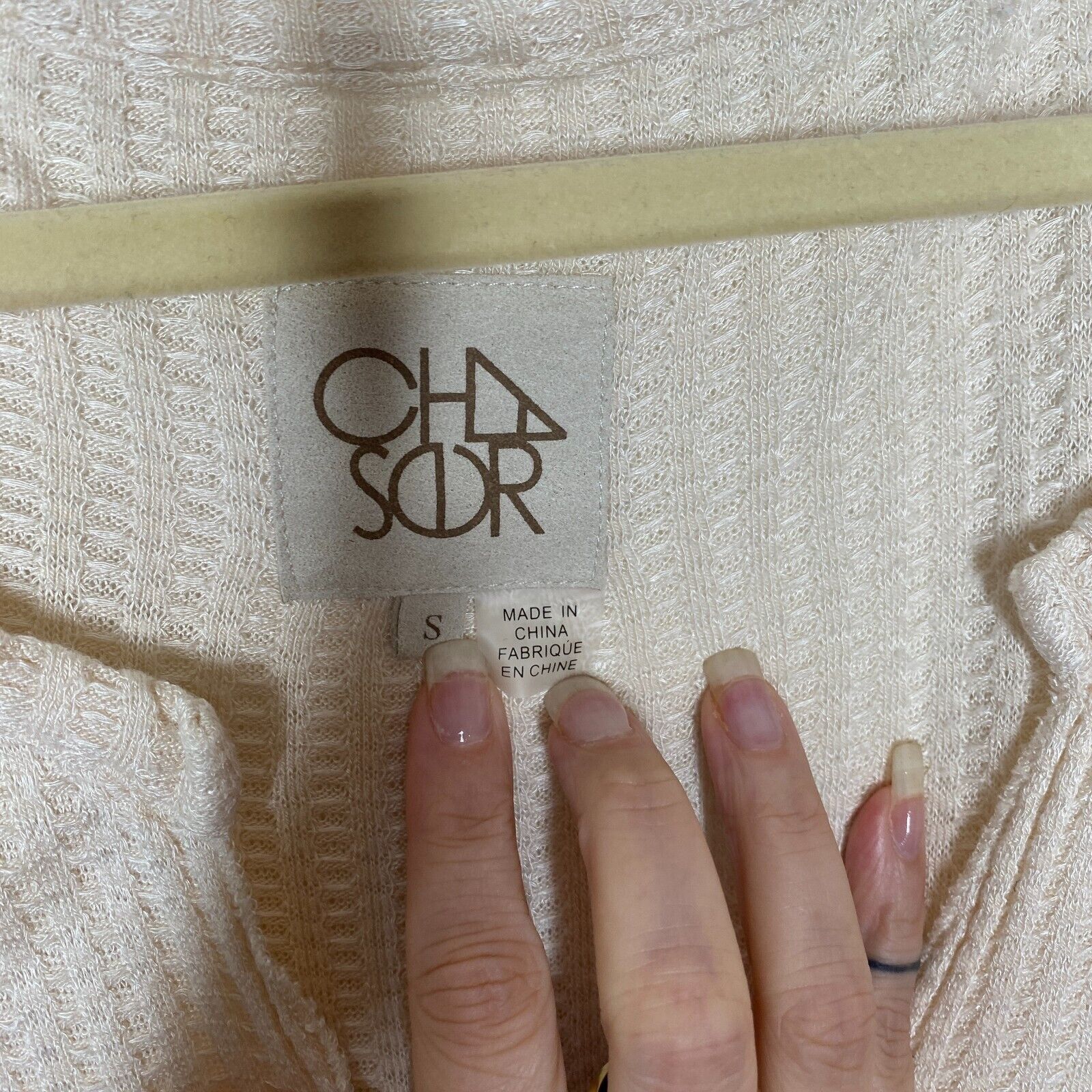 Chaser Brand Chaser Vintage Cream Thermal Raw Split Neck Long Sleeve Top Size S / US 4 / IT 40 - 5 Thumbnail