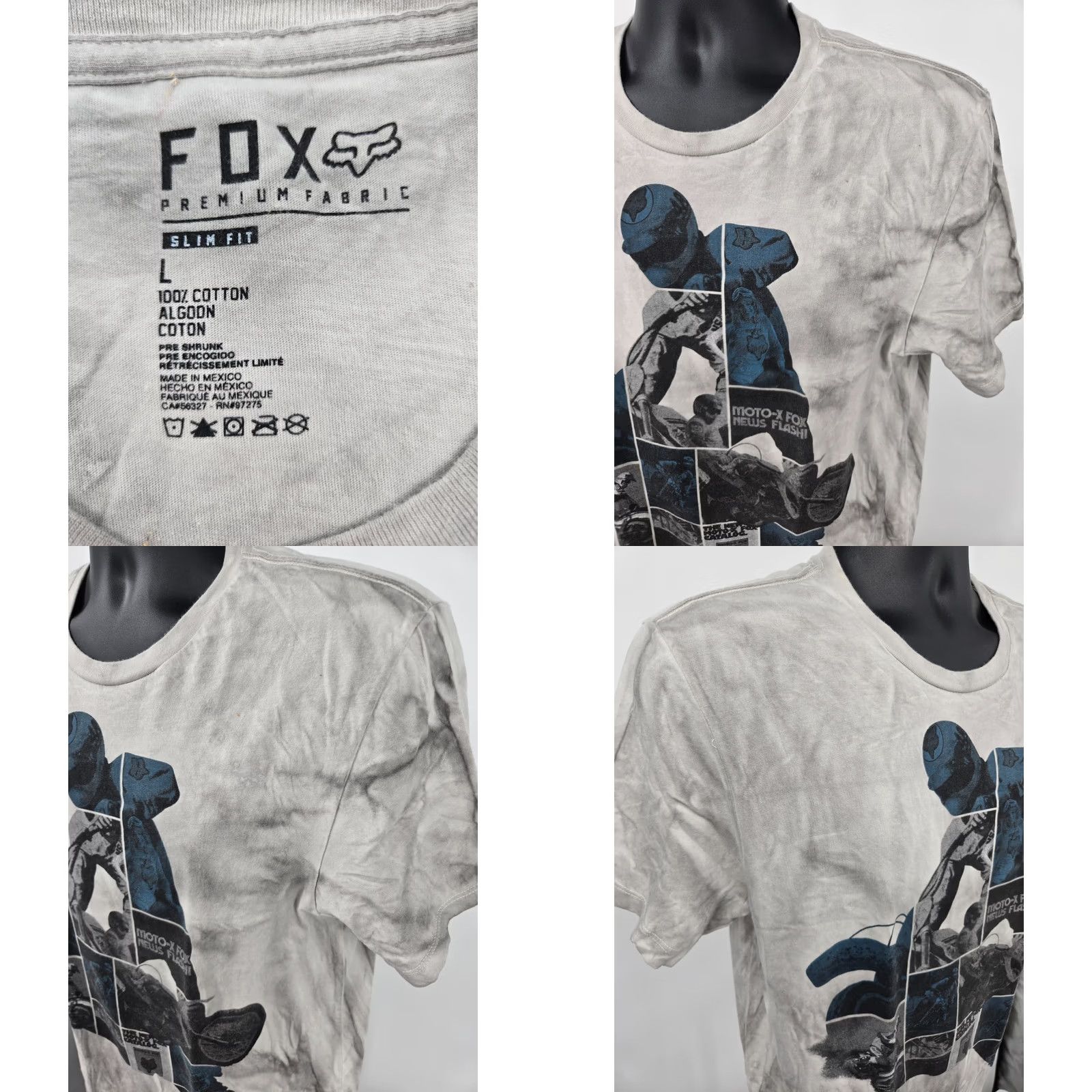 Fox Racing Fox Racing T-Shirt Large Gray Logo Short Sleeve Mens Cotton Lightweight Knit Polyester Casual Regular Fit Size US L / EU 52-54 / 3 - 9 Thumbnail