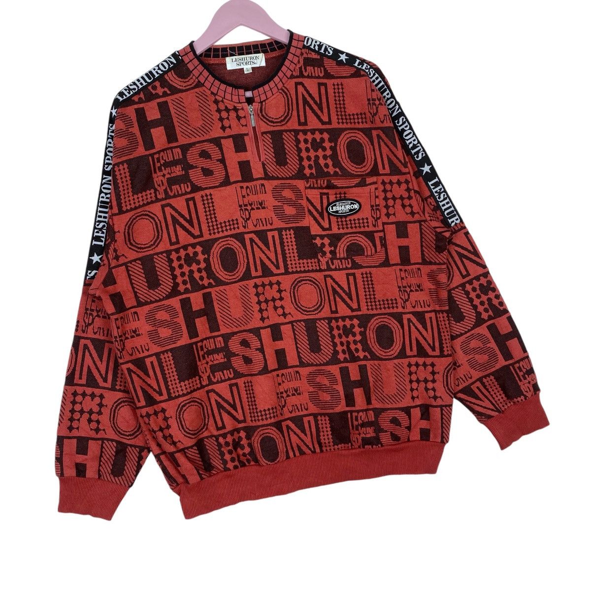 Designer × Vintage Leshuron Full Print Sweatshirt Quater Zip Pullover Jumper Size US L / EU 52-54 / 3 - 4 Thumbnail