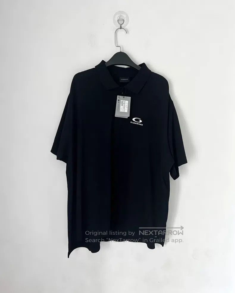 Balenciaga Balenciaga Black ringed lettering embroidery Polo shirt Size US M / EU 48-50 / 2 - 1 Thumbnail
