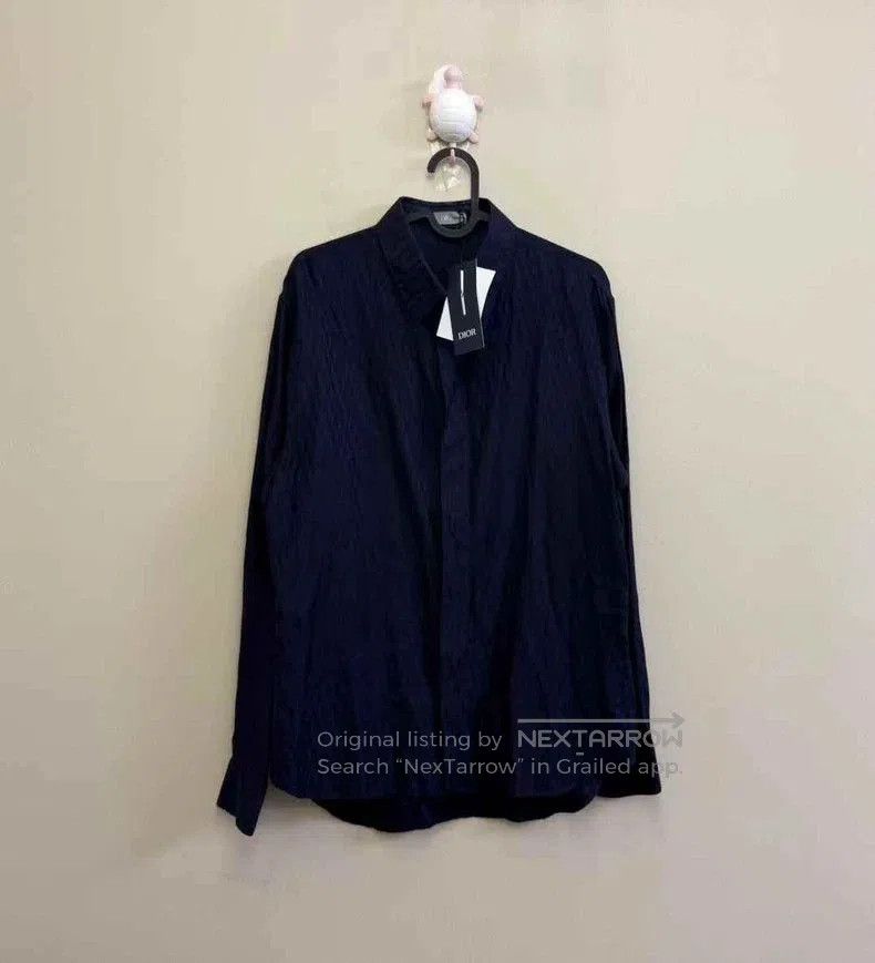 Dior Dior Navy Monogram Silk Long Sleeve Shirt. Size US XL / EU 56 / 4 - 1 Thumbnail