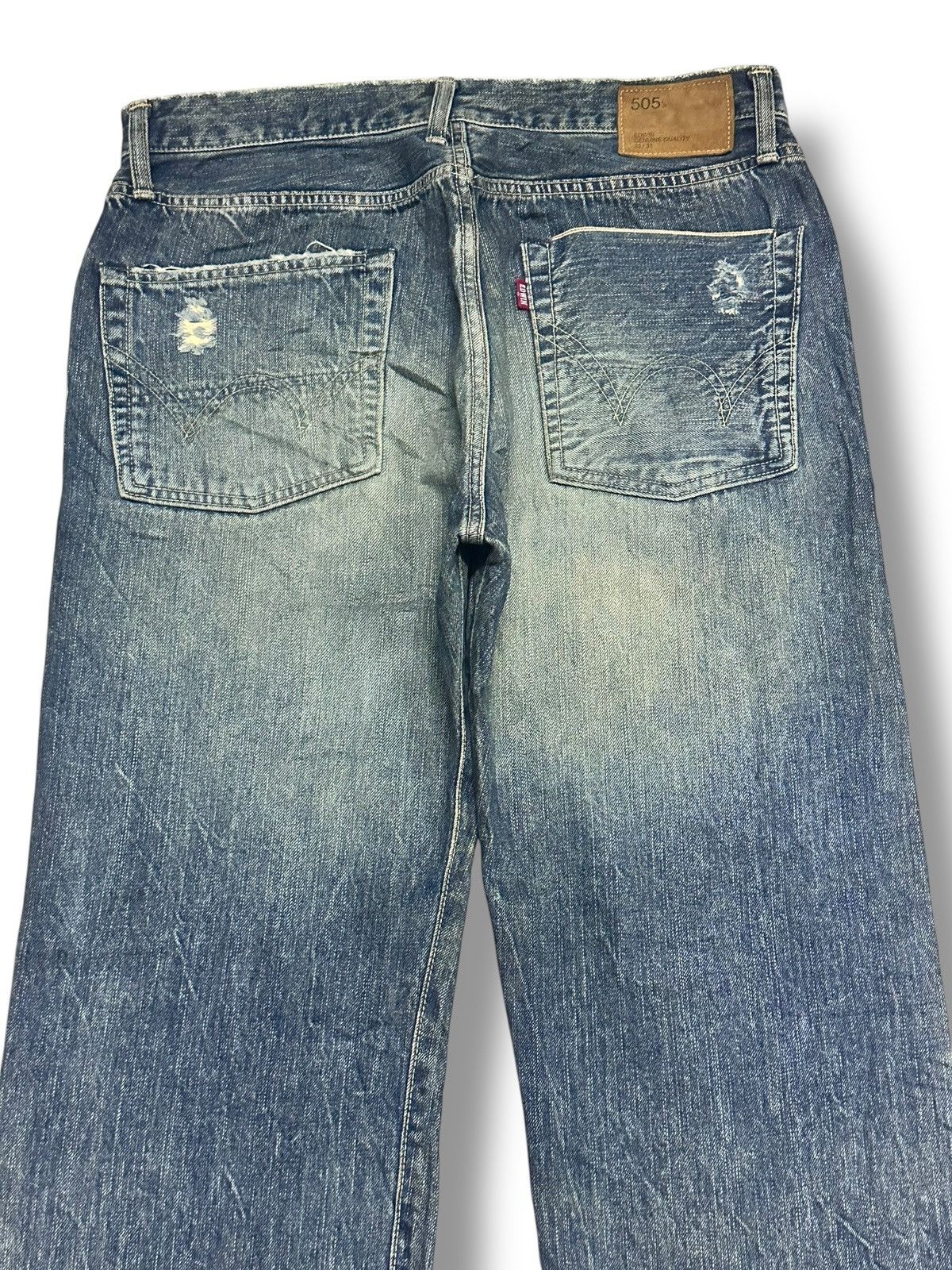Edwin Edwin 505 Vintage 90's Selvedge Distressed Baggy & Mudwash Size US 33 - 5 Thumbnail